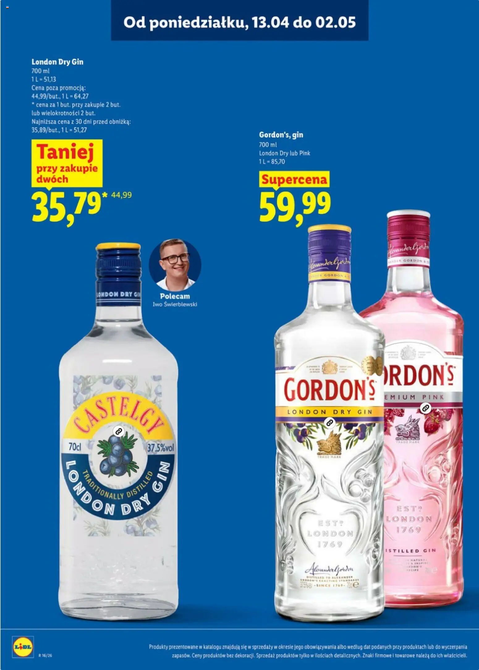 Lidl Katalog alkoholi mocnych od 13.04.2026 | Strona: 17 | Produkty: Gin Gordon's, Gin