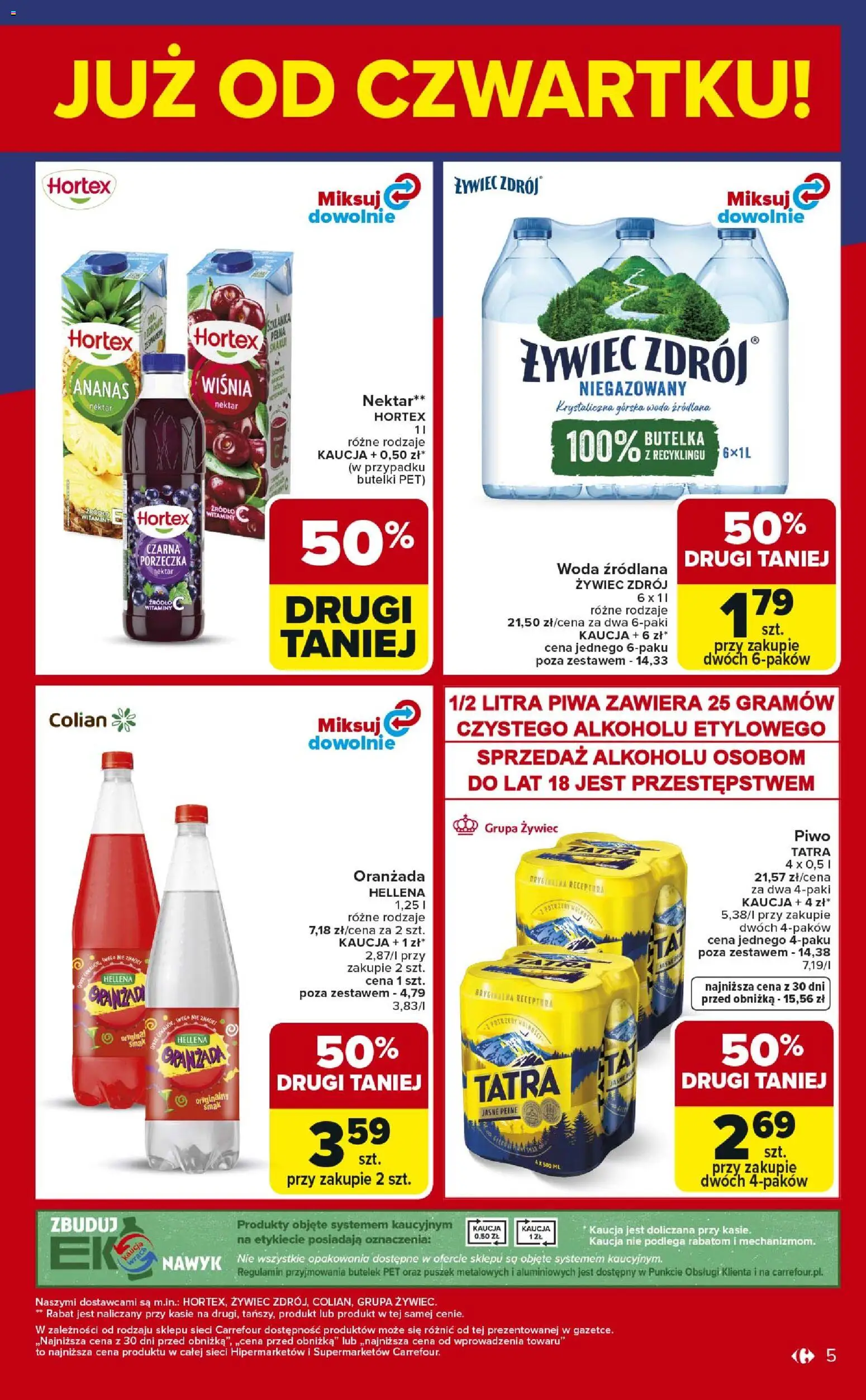 Carrefour gazetka - Weekend okazji od 05.03.2026 | Strona: 5 | Produkty: Woda źródlana, Porzeczka, Ananas, Woda