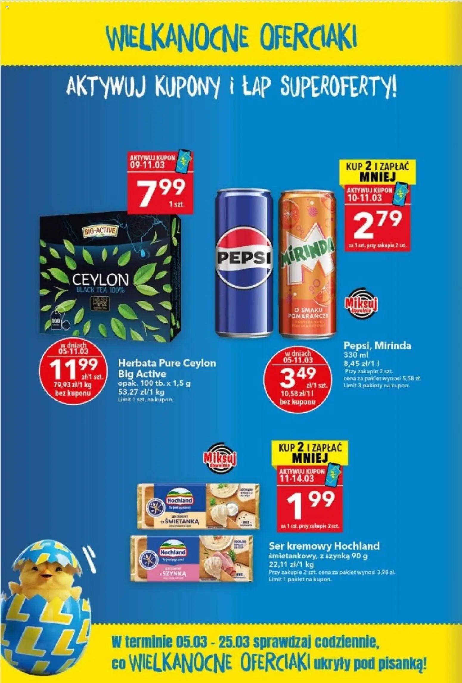 Lewiatan gazetka - Wielkanocne Oferciaki od 05.03.2026 | Strona: 2 | Produkty: Pepsi, Szynka, Ser, Herbata