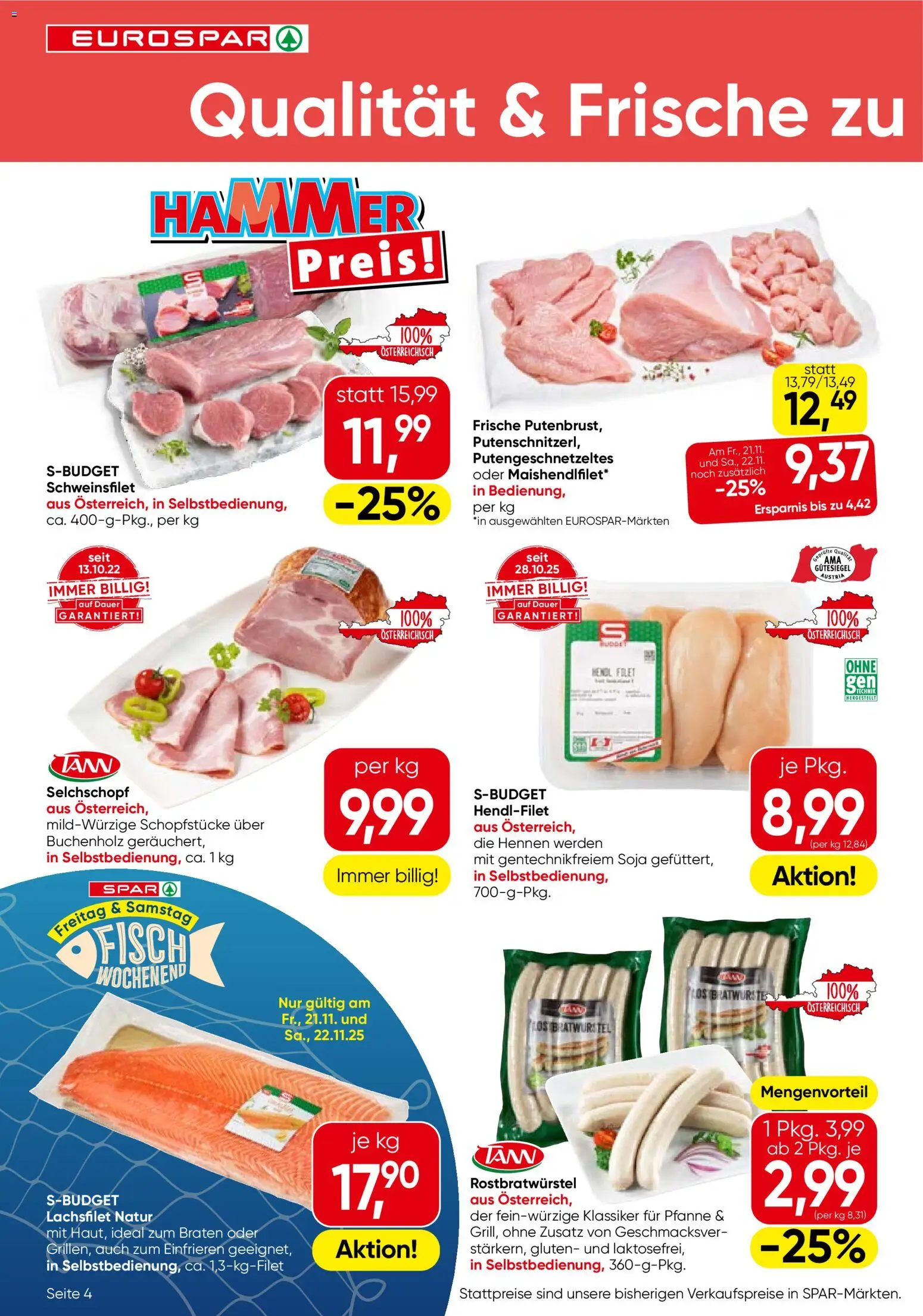 Eurospar Flugblatt - Oberösterreich gültig ab 20.11.2025 | Seite: 4 | Produkte: Fisch