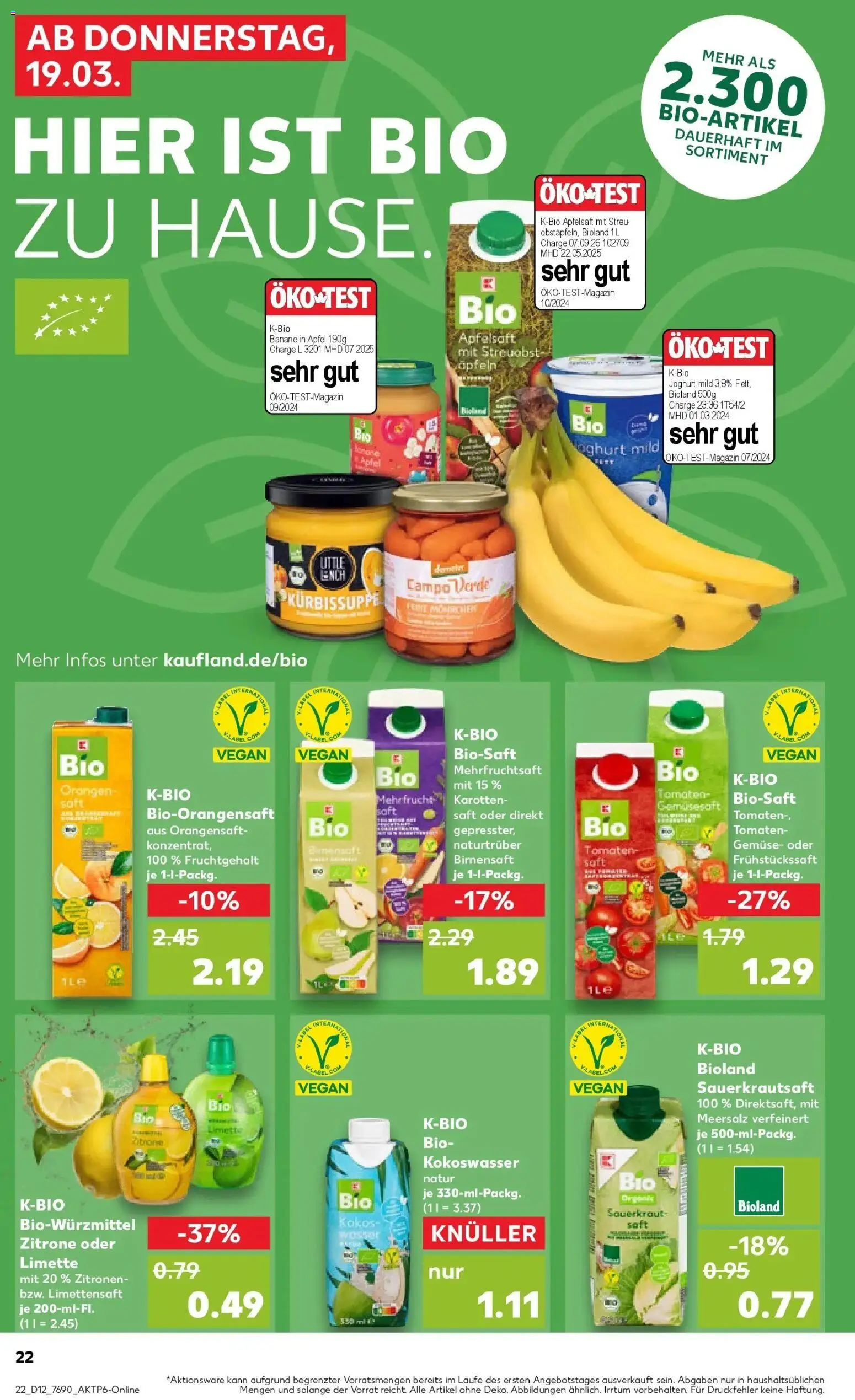 Kaufland Prospekt Öhringen	 – gültig ab 19.03.2026 | Seite: 22 | Produkte: Joghurt, Apfelsaft, Saft, Zitronen