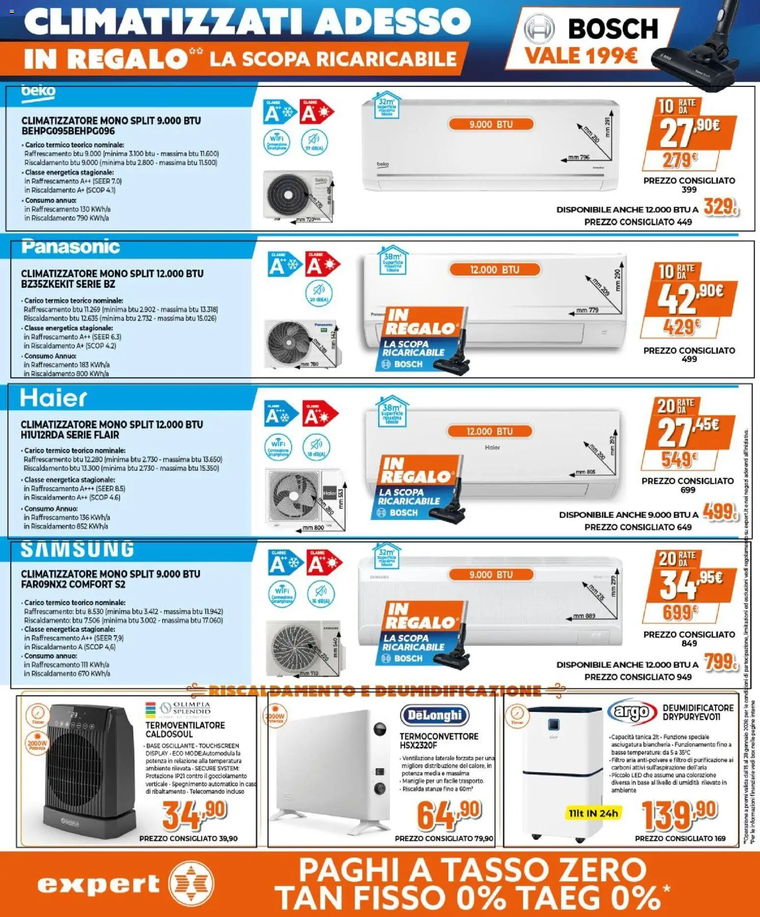 Volantino Expert del 15.01.2026 | Pagina: 23 | Prodotti: Climatizzatore, Deumidificatore, Telecomando, Samsung