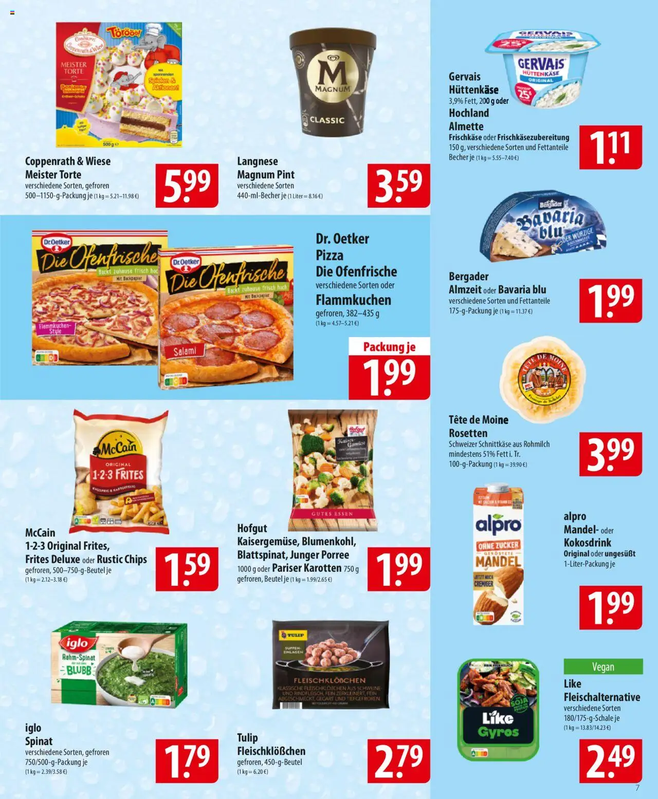 Famila Prospekt 	 – gültig ab 27.10.2025 | Seite: 7 | Produkte: Almette, Langnese, Alpro, Pizza