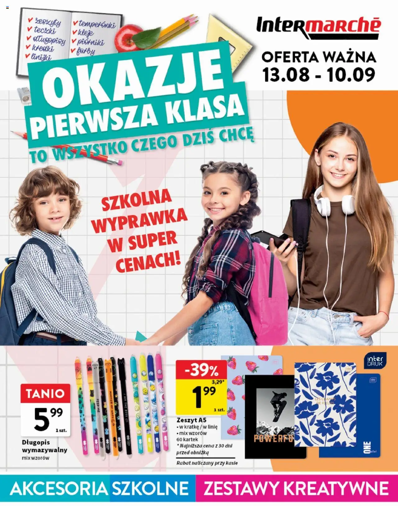 Intermarche Gazetka - Okazje pierwsza klasa od 13.08.2025 | Strona: 1 | Produkty: Zeszyt