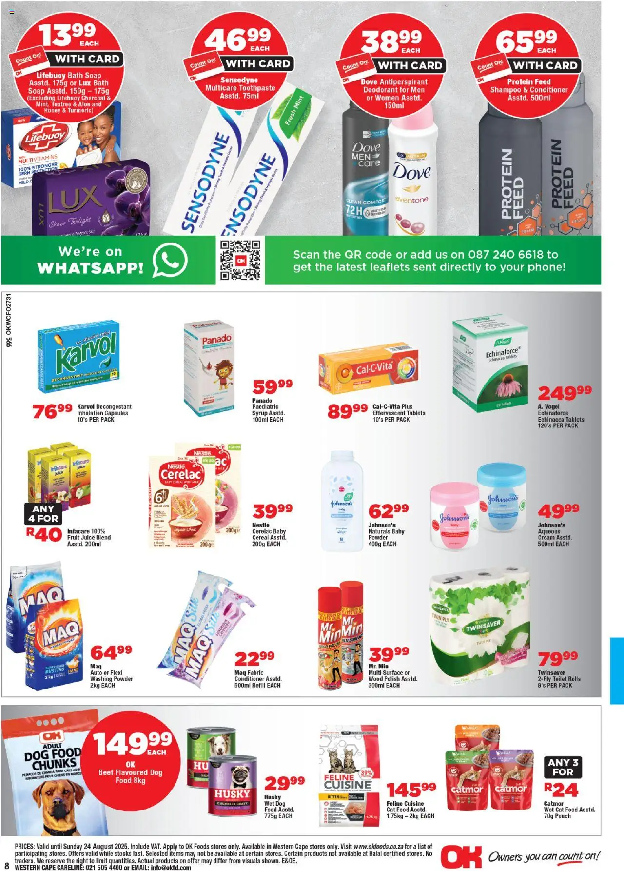 OK Foods Western Cape - Specials │ valid from 13.08.2025 | Page: 8 | Products: Toilet, Conditioner, Toothpaste, Washing powder