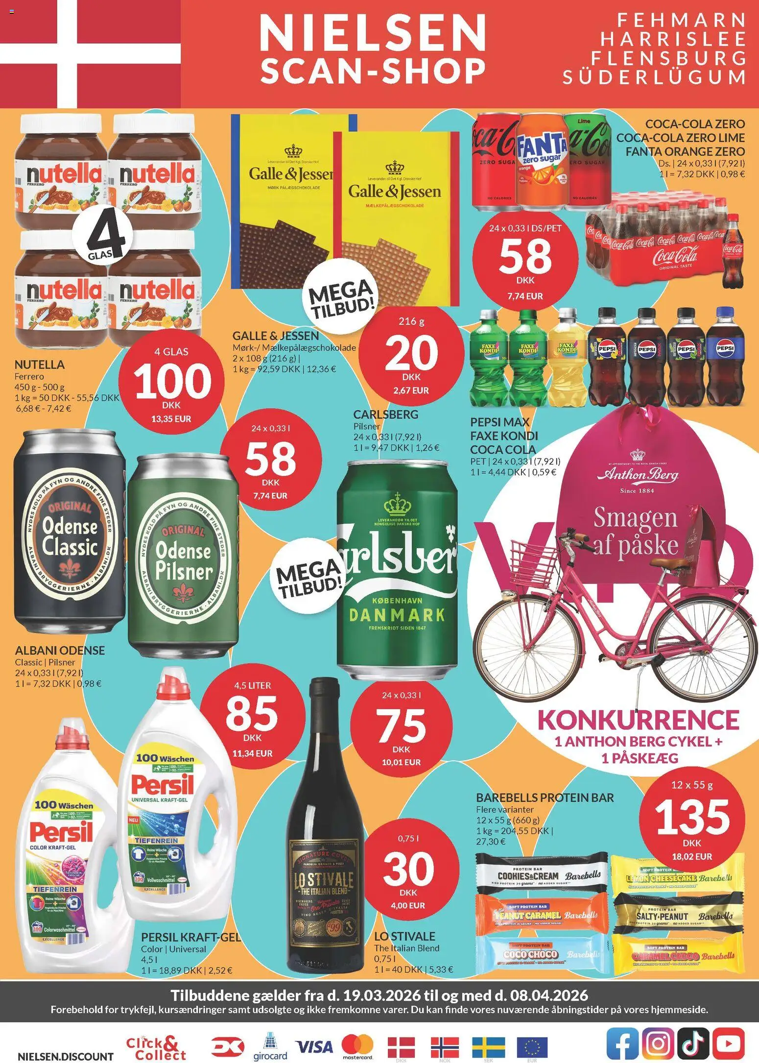 Nielsen Discount tilbudsavis – gyldig fra 19.03.2026 | Side: 1 | Produkter: Coca Cola, Faxe Kondi, Pålægschokolade, Nutella