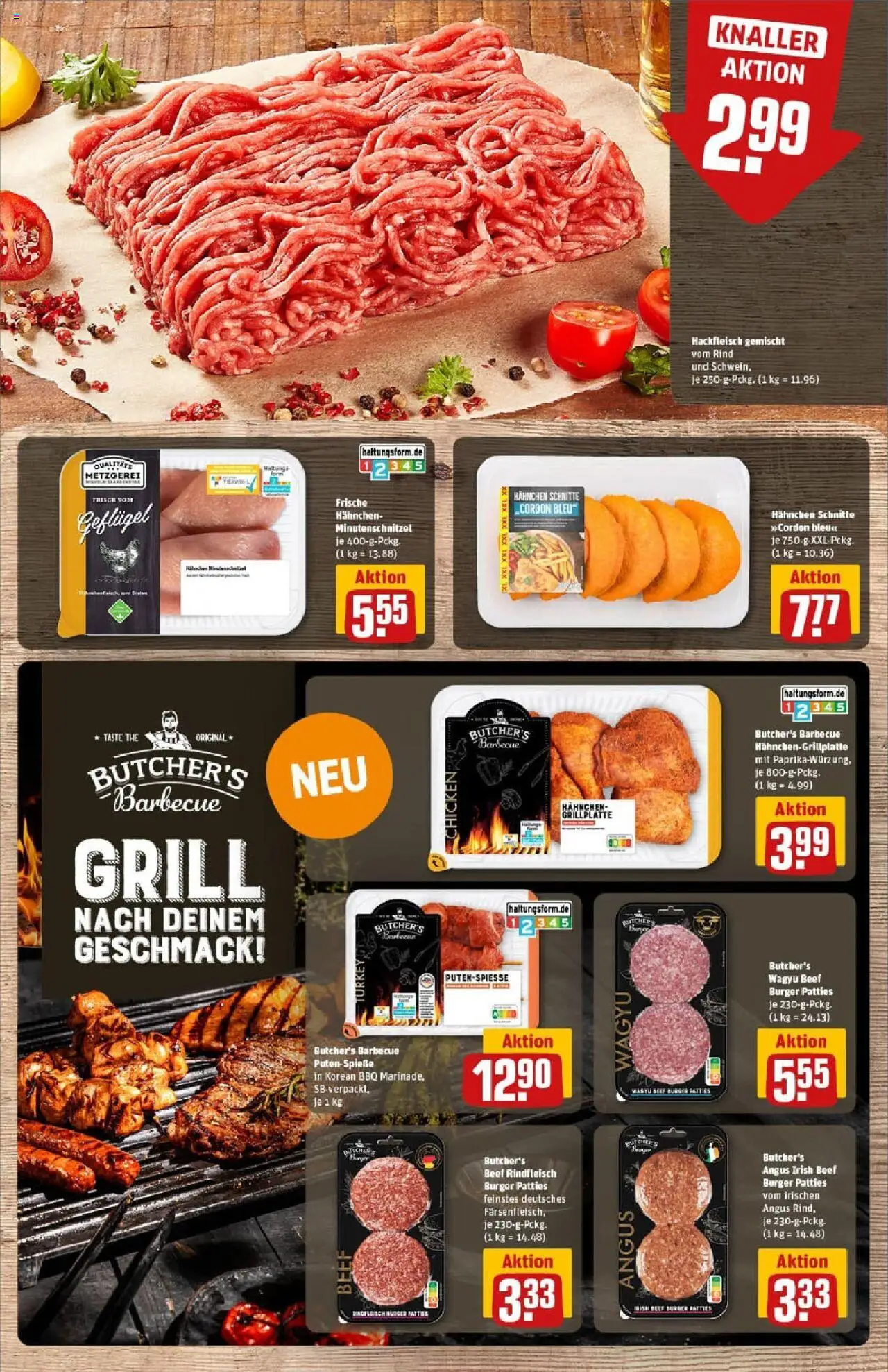 Rewe prospekt Heppenheim	 - gültig ab dem 13.07.2025 | Seite: 8 | Produkte: Hahnchen, Burger, Rindfleisch, Hackfleisch