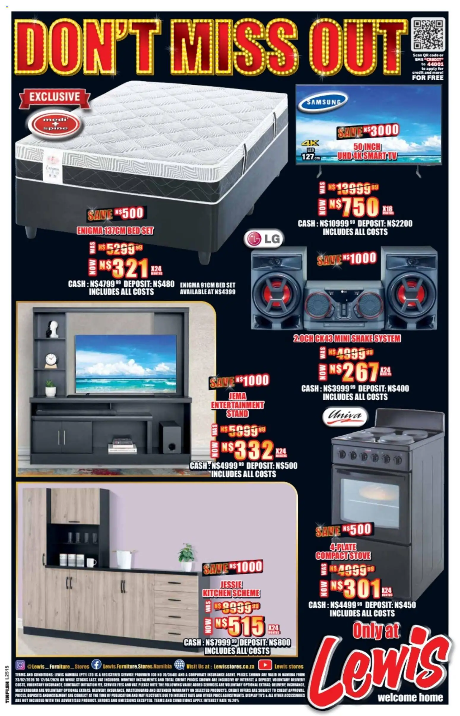 New Lewis Stores catalogue – valid from 23.02.2026 | Page: 12 | Products: Stove, Bed, TV