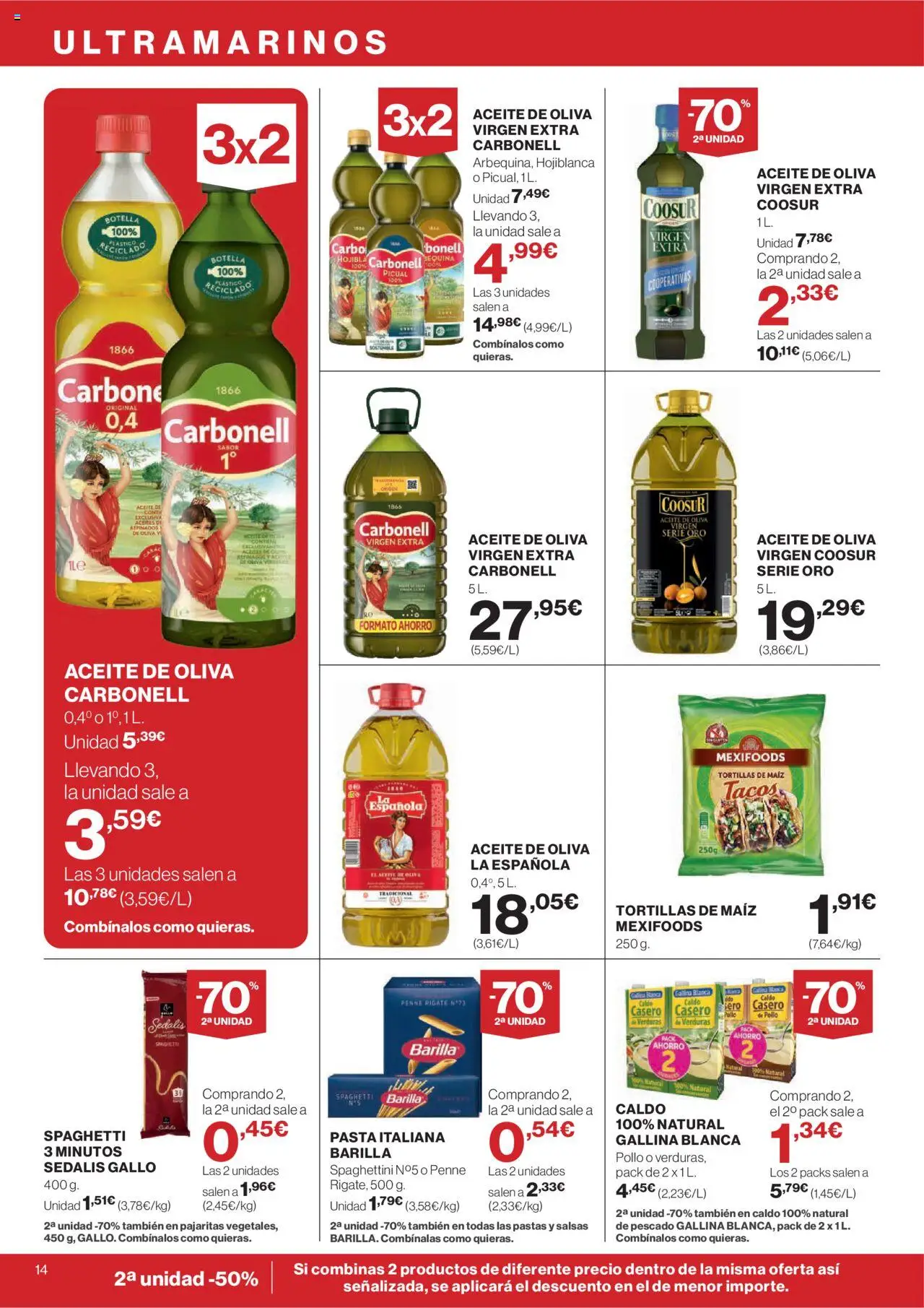 El Corte Inglés ofertas │ válido desde el 31.07.2025 | Página: 16 | Productos: Aceite, Pescado, Pasta, Aceite de oliva virgen extra