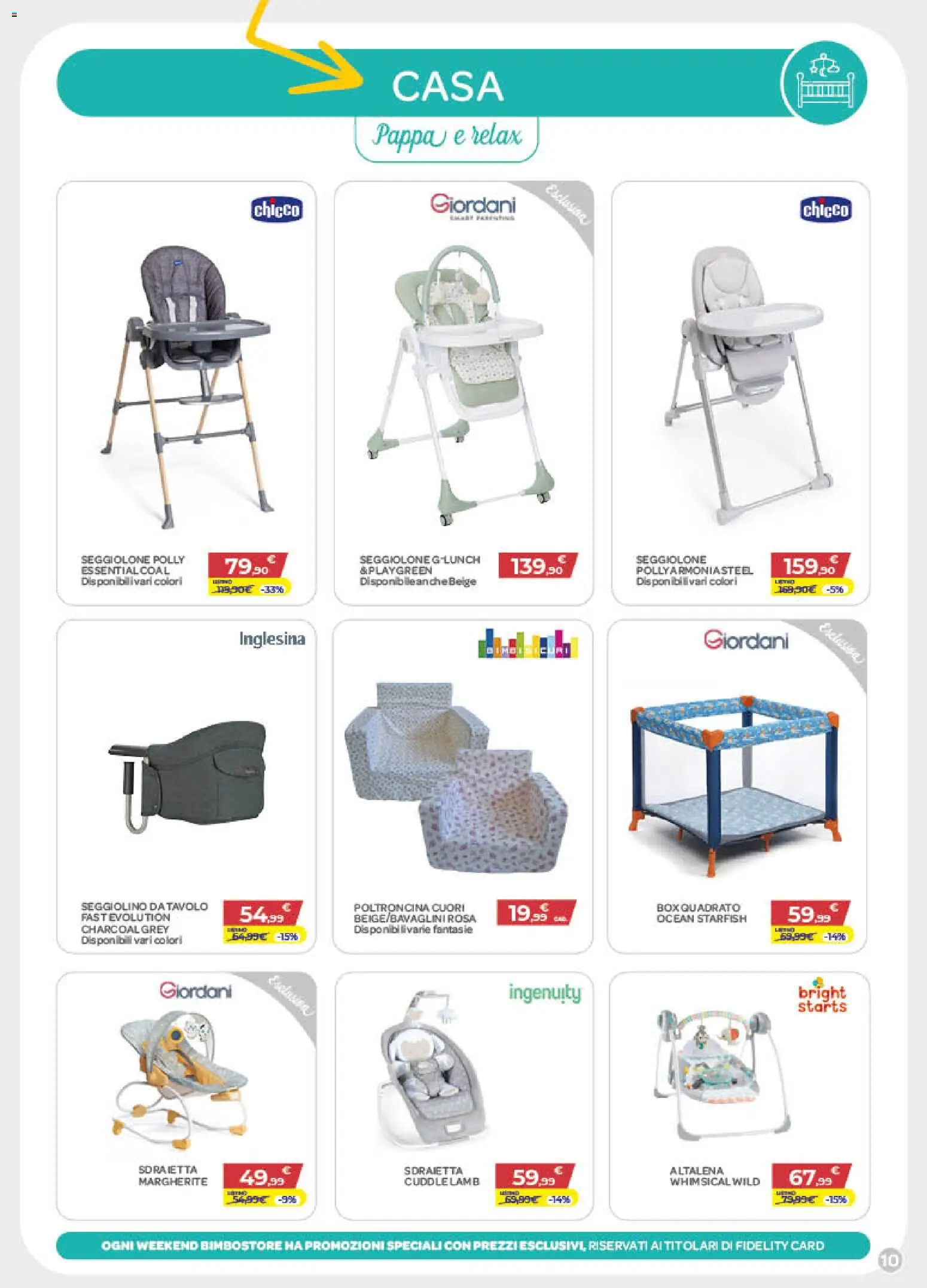 Volantino Bimbo store del 06.01.2026 | Pagina: 10 | Prodotti: Altalena, Seggiolino, Tavolo