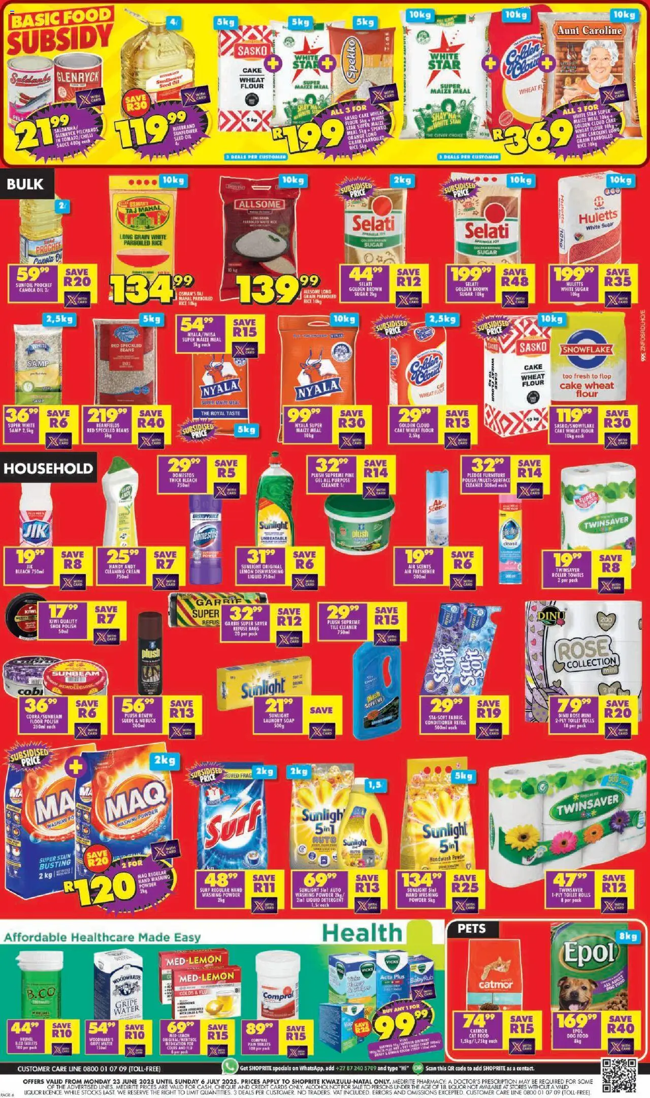 Shoprite Specials │ valid from 23.06.2025 | Page: 6 | Products: Toilet, Conditioner, Cream, Sauce