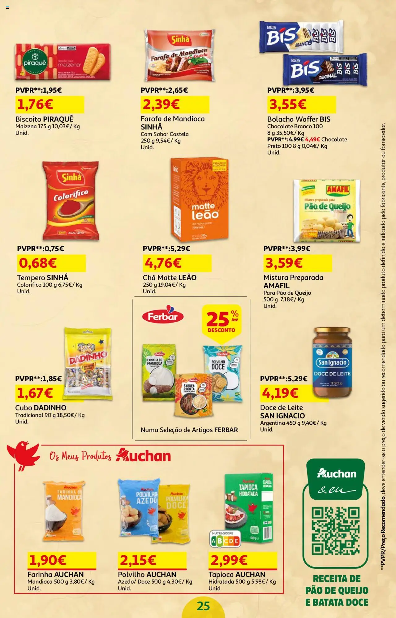 Auchan - Preços tão baixos que arrepiam │ válido de 16.10.2025 | Página: 25 | Produtos: Leite, Queijo, Pão, Chá