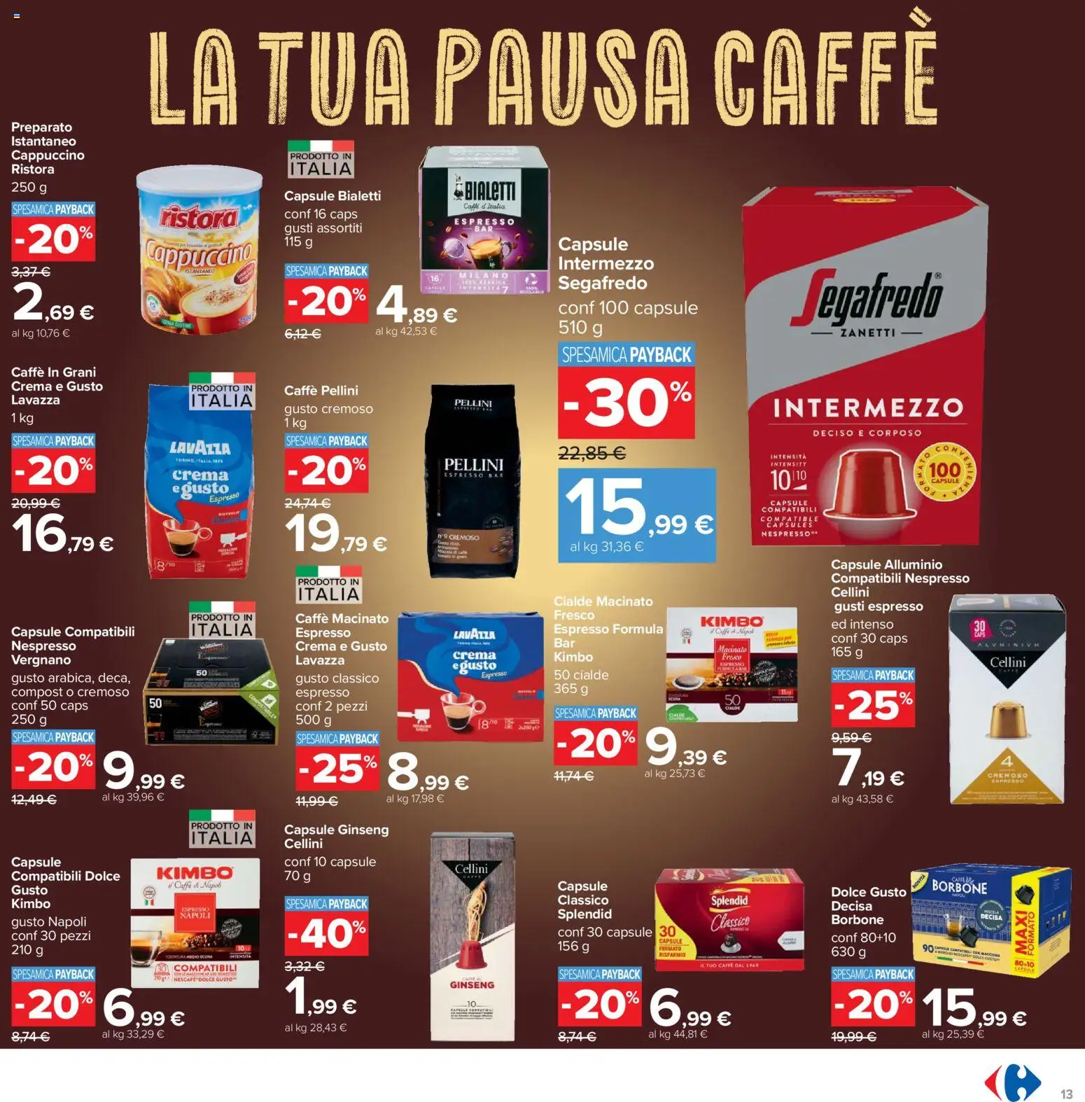 Volantino Carrefour del 02.12.2025 | Pagina: 13 | Prodotti: Caffè, Caffè in grani, Alluminio, Lavazza