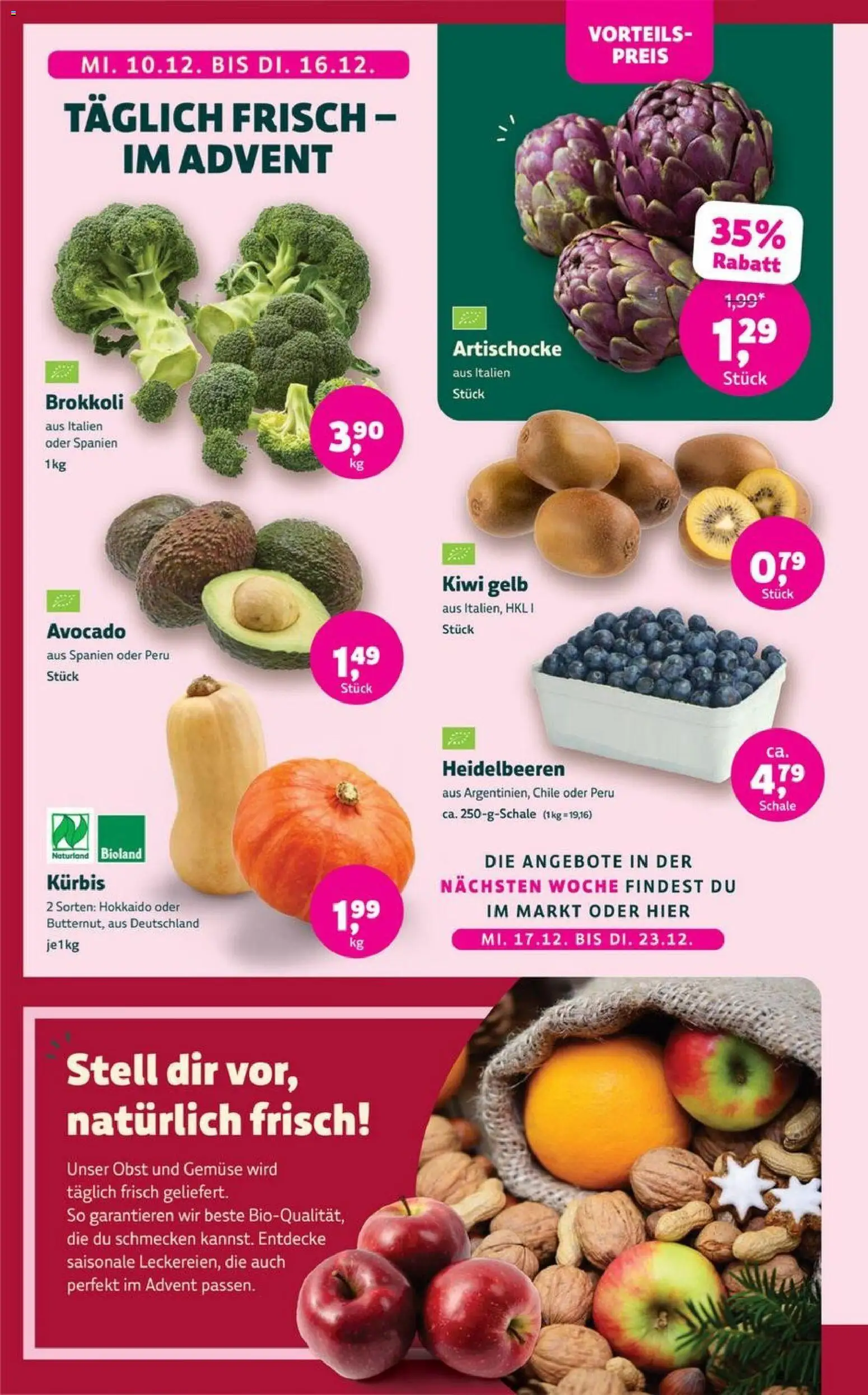 Denns BioMarkt Angebote – gültig ab 03.12.2025 | Seite: 2 | Produkte: Heidelbeeren, Avocado, Obst, Kiwi