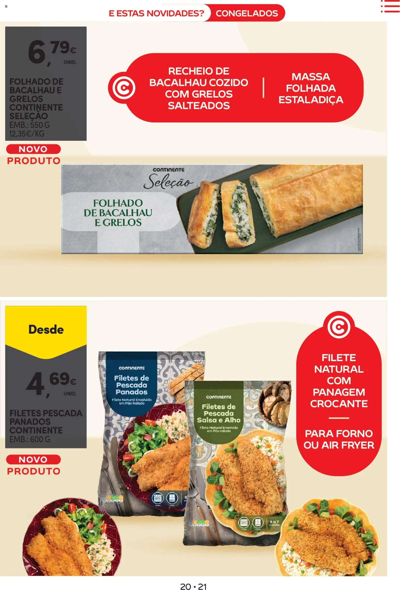 Continente - Novidades de que toda a gente gosta │ válido de 10.02.2026 | Página: 21 | Produtos: Air fryer, Pescada, Pão, Massa