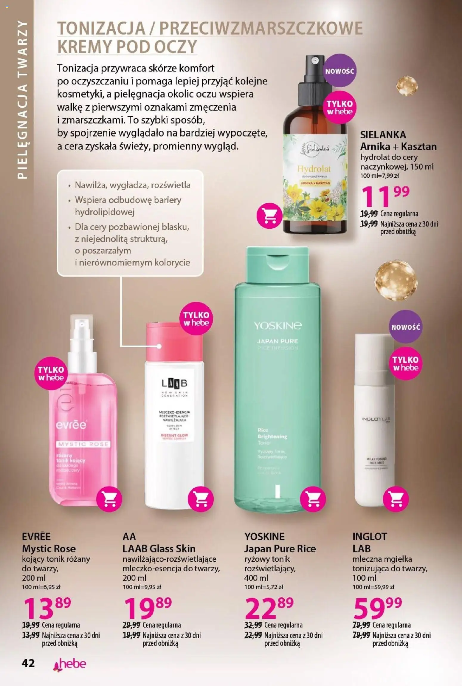 Hebe gazetka - Katalog od 19.03.2026 | Strona: 42 | Produkty: Toner, Tonik, Hydrolat