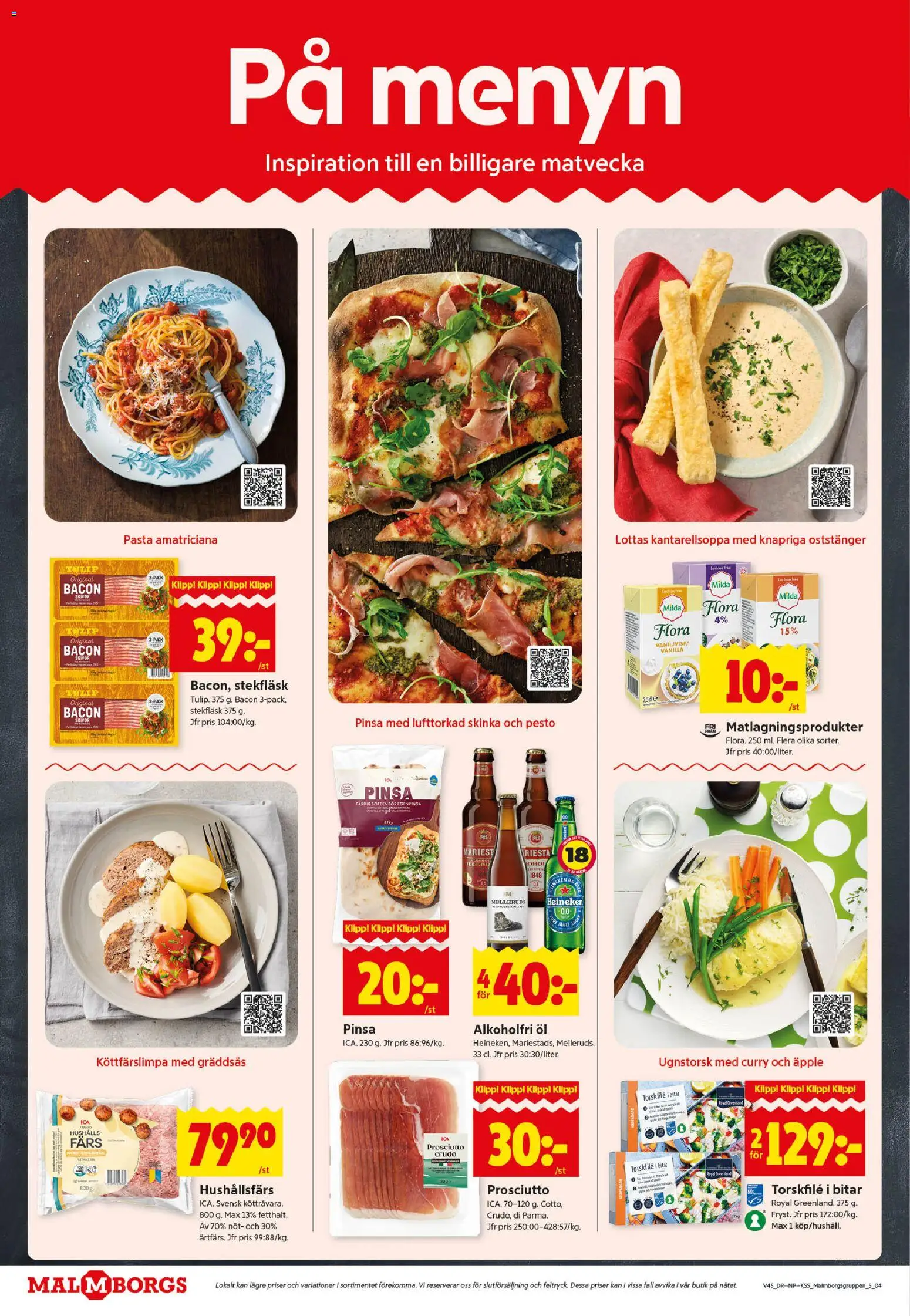 ICA Kvantum reklamblad aktuell från 03.11.2025 | Sida: 4 | Produkter: Bacon, Skinka, Öl, Pesto