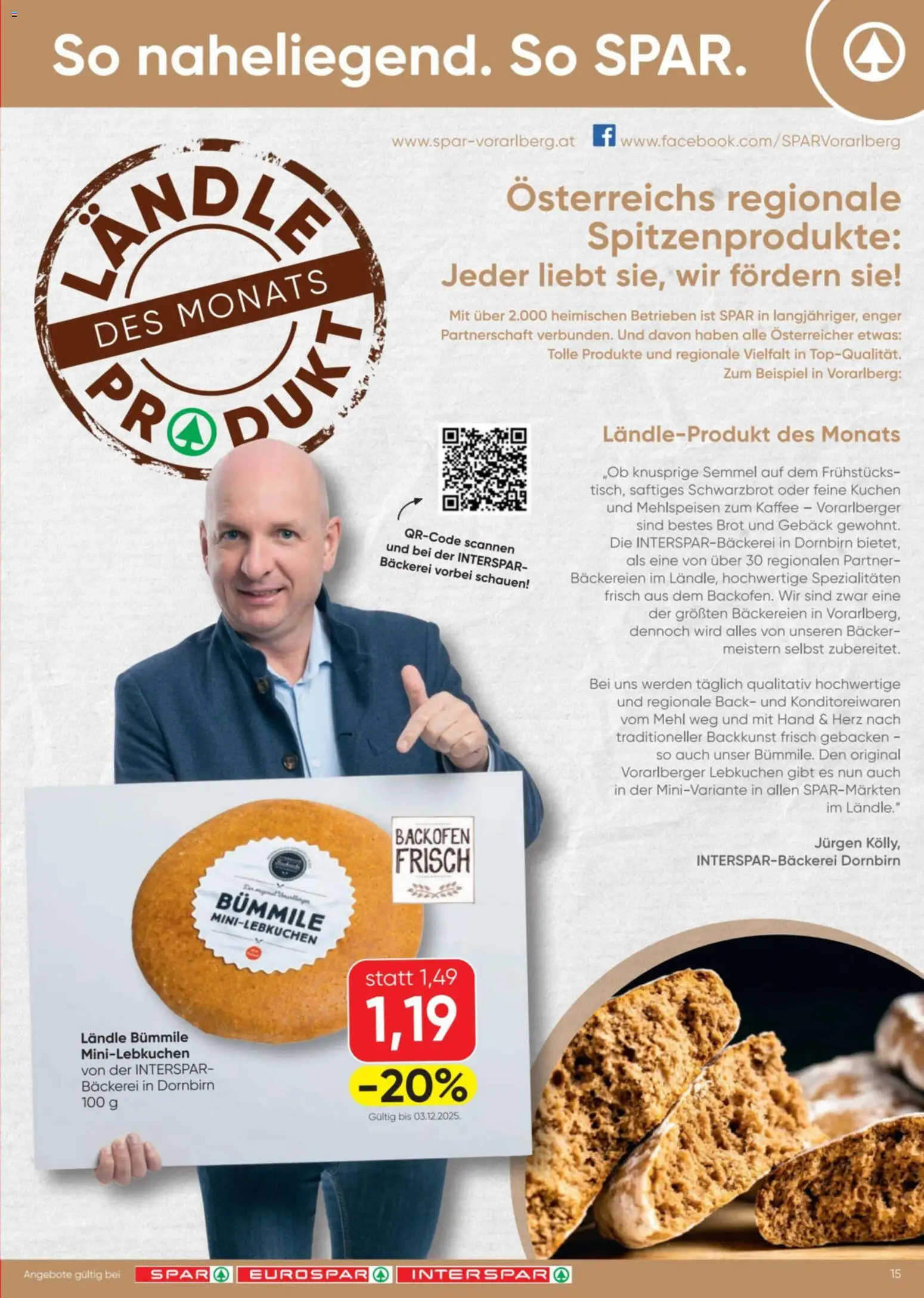 Spar Flugblatt gültig ab 06.11.2025 | Seite: 15 | Produkte: Bäckerei, Brot, Kaffee