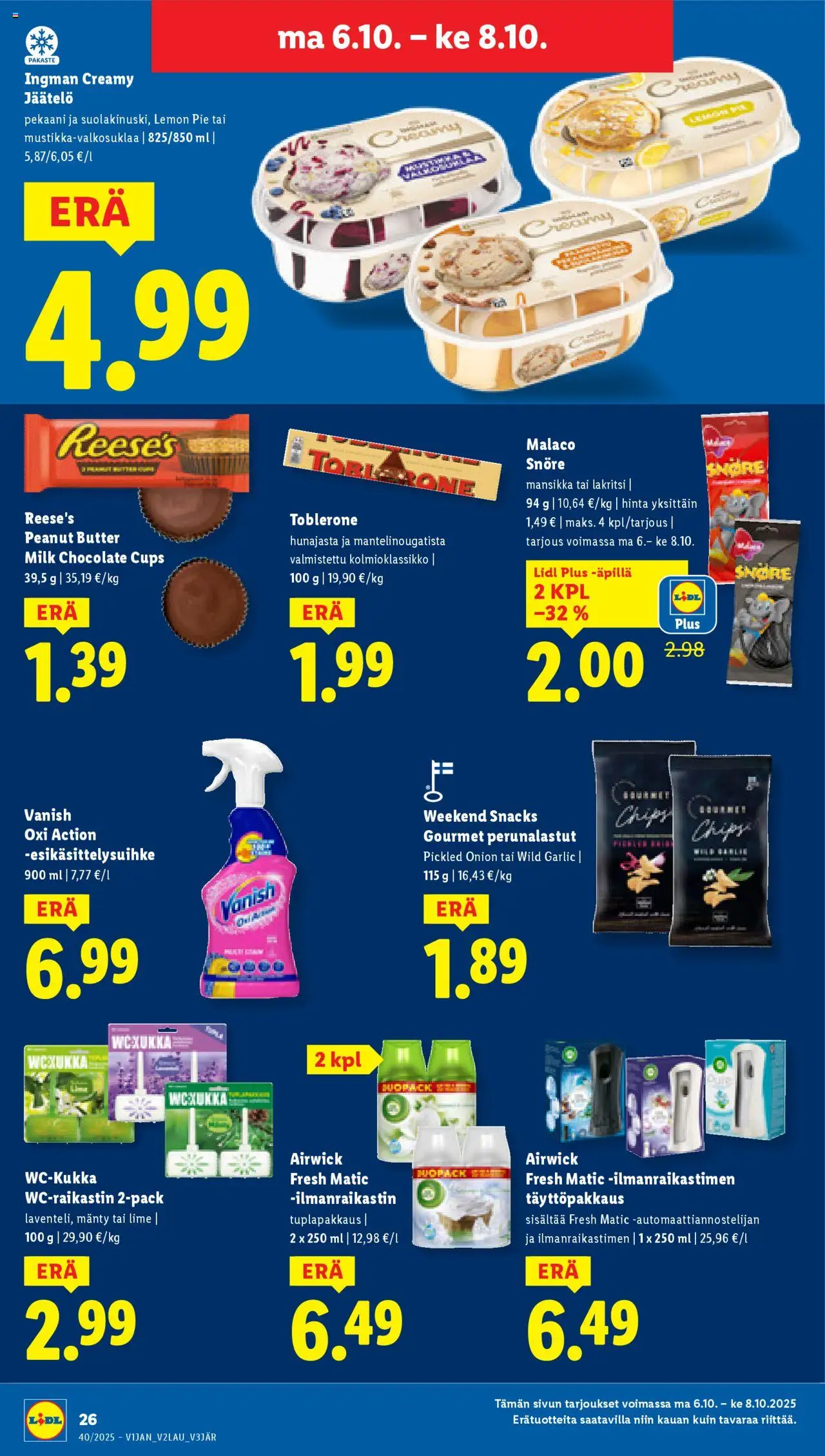 Lidl tarjoukset – voimassa 02.10.2025 alkaen | Sivu: 34 | Tuotteet: Jäätelö, Lakritsi