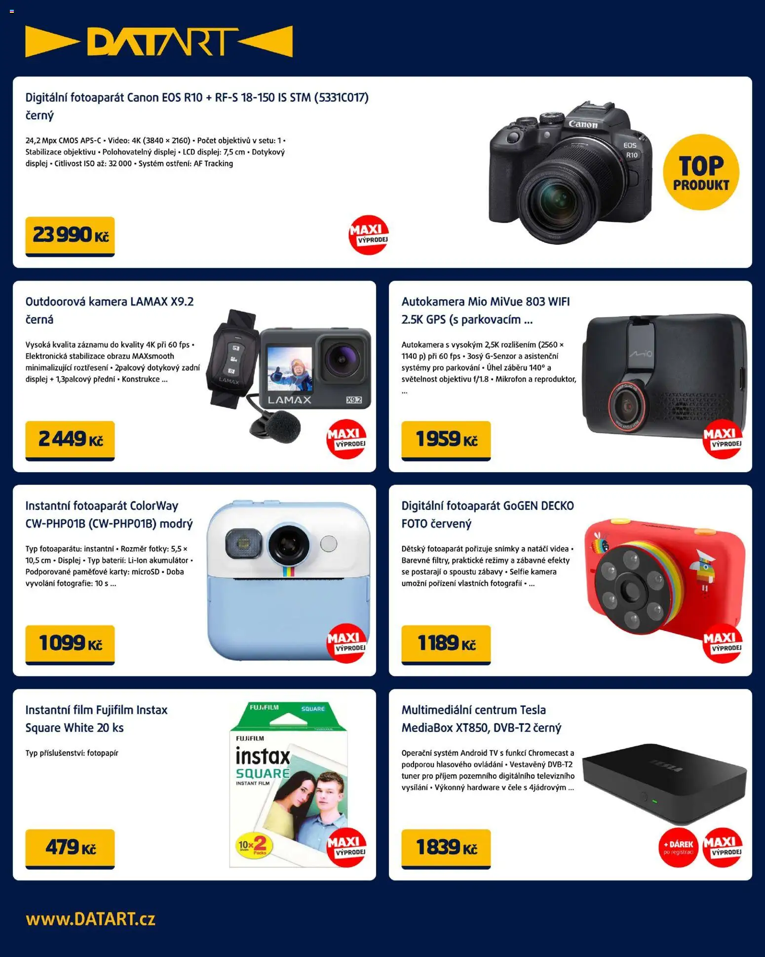 Datart leták od 12.01.2026 | Strana: 8 | Produkty: Autokamera, Tv, Karty, Outdoorová kamera
