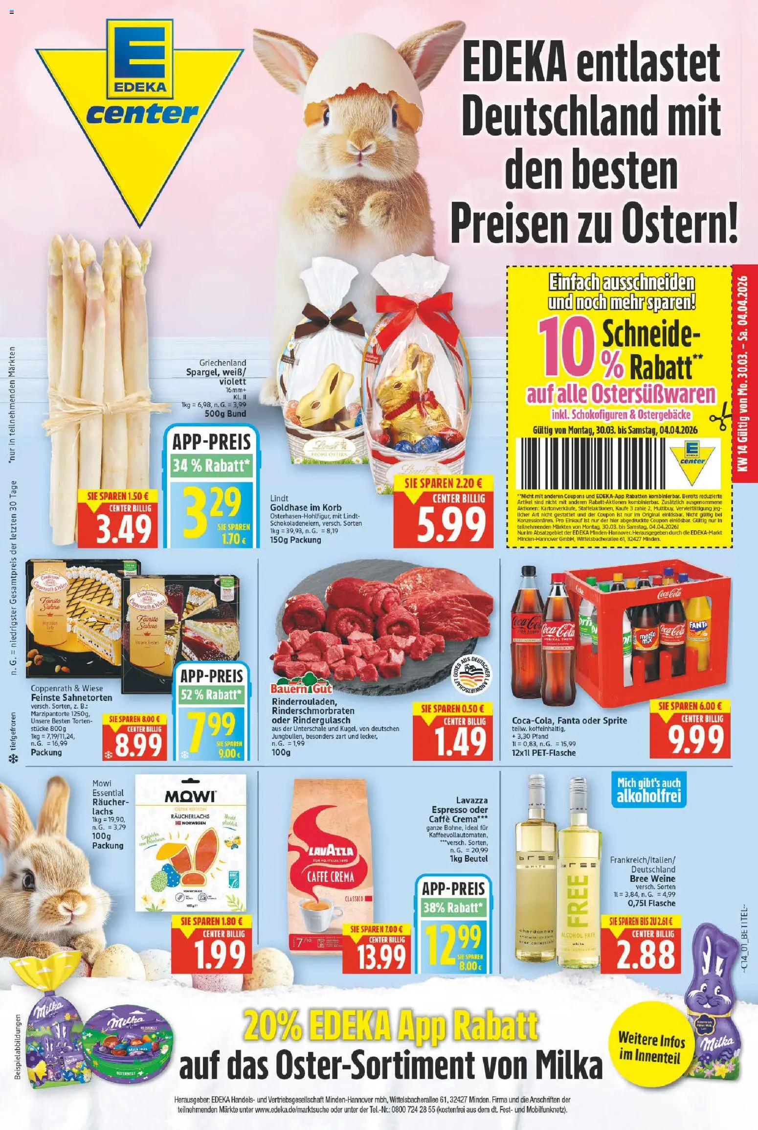 E center Prospekt 	 – gültig ab 30.03.2026 | Seite: 1 | Produkte: Fanta, Cola, Bree, Milka