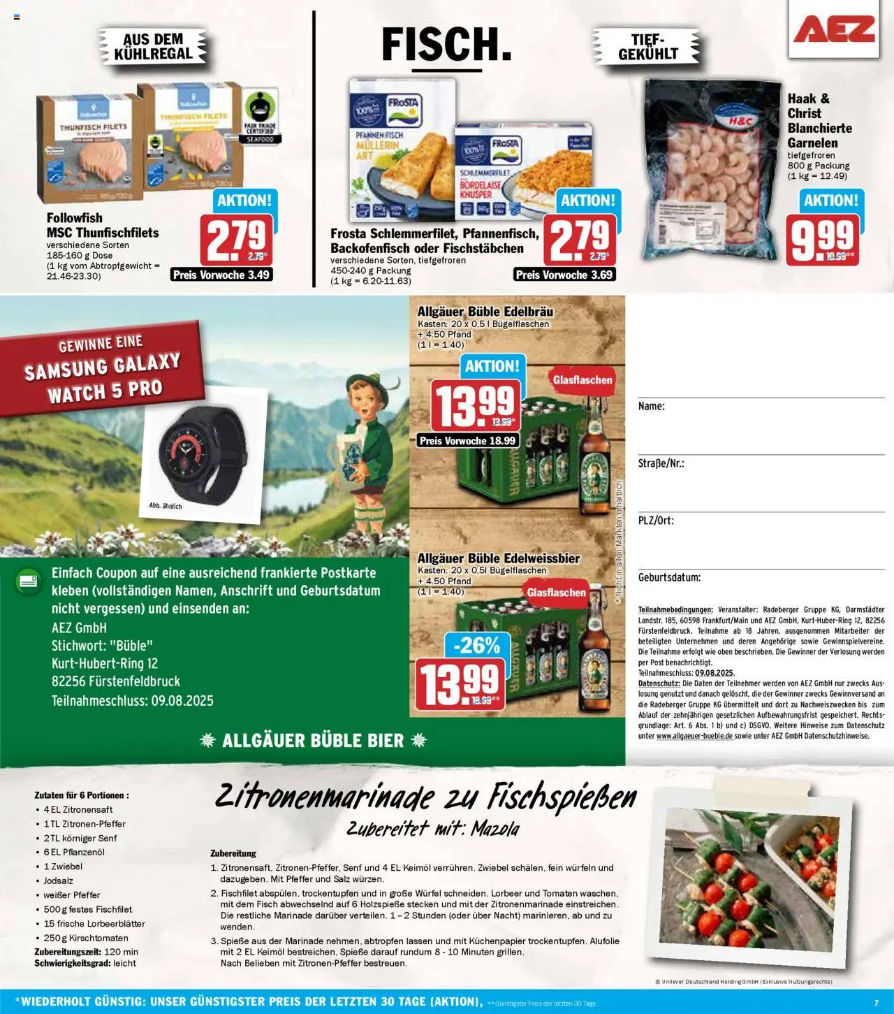 AEZ Prospekt 	 - gültig ab dem 28.07.2025 | Seite: 7 | Produkte: Tomaten, Frosta, Fischstabchen, Pfeffer