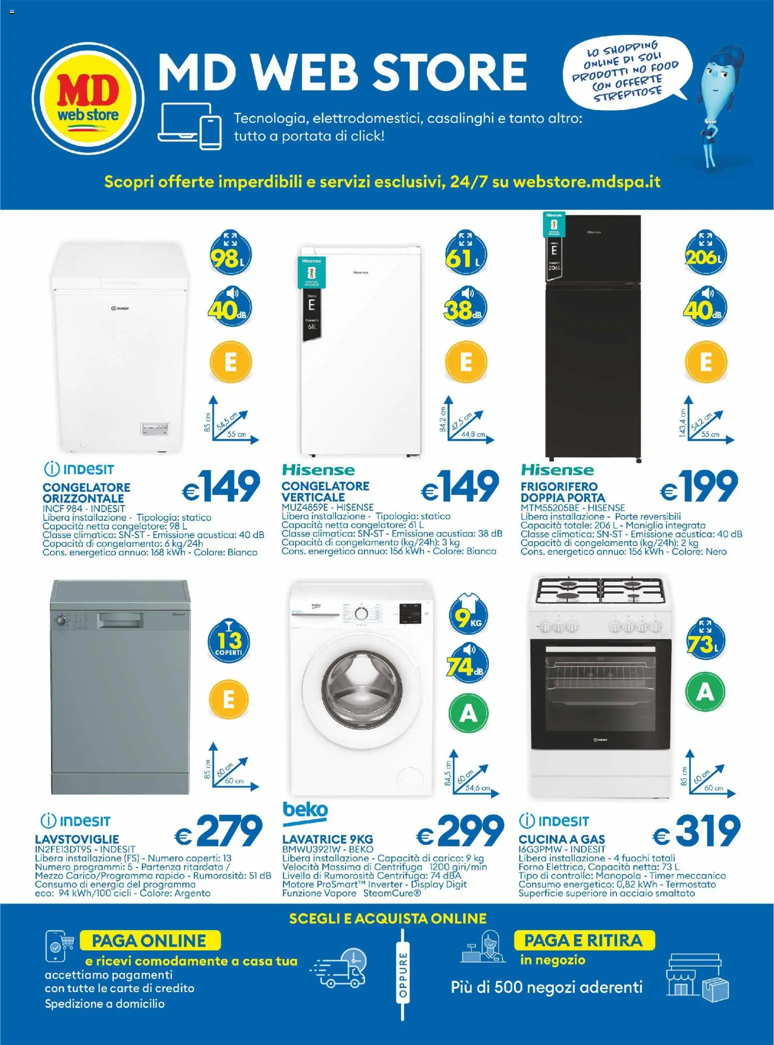 Volantino MD Discount del 24.03.2026 | Pagina: 33 | Prodotti: Centrifuga, Lavatrice, Congelatore, Forno