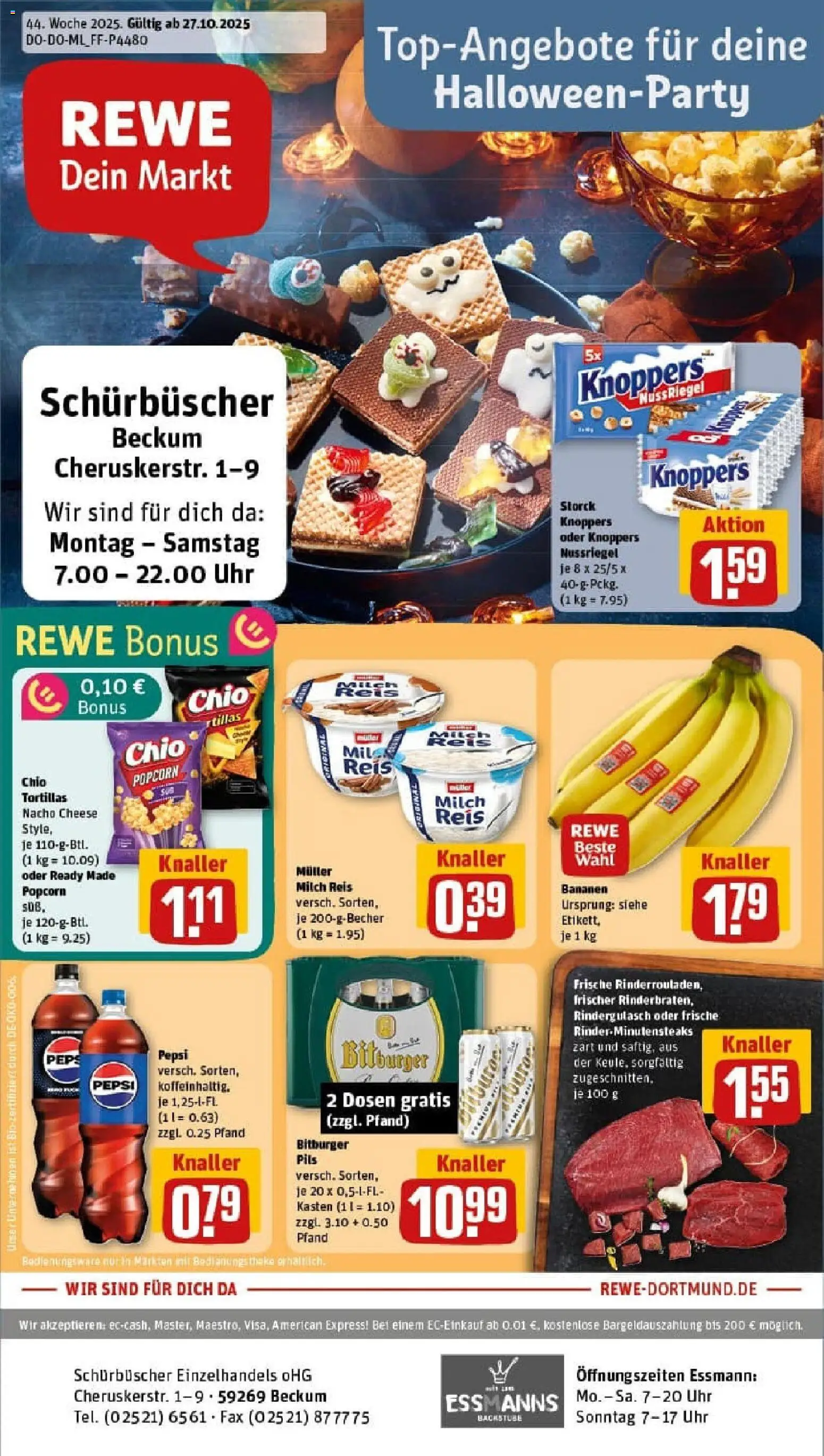 Rewe prospekt Beckum	 – gültig ab 26.10.2025 | Seite: 1 | Produkte: Bitburger, Theke, Pepsi, Uhr