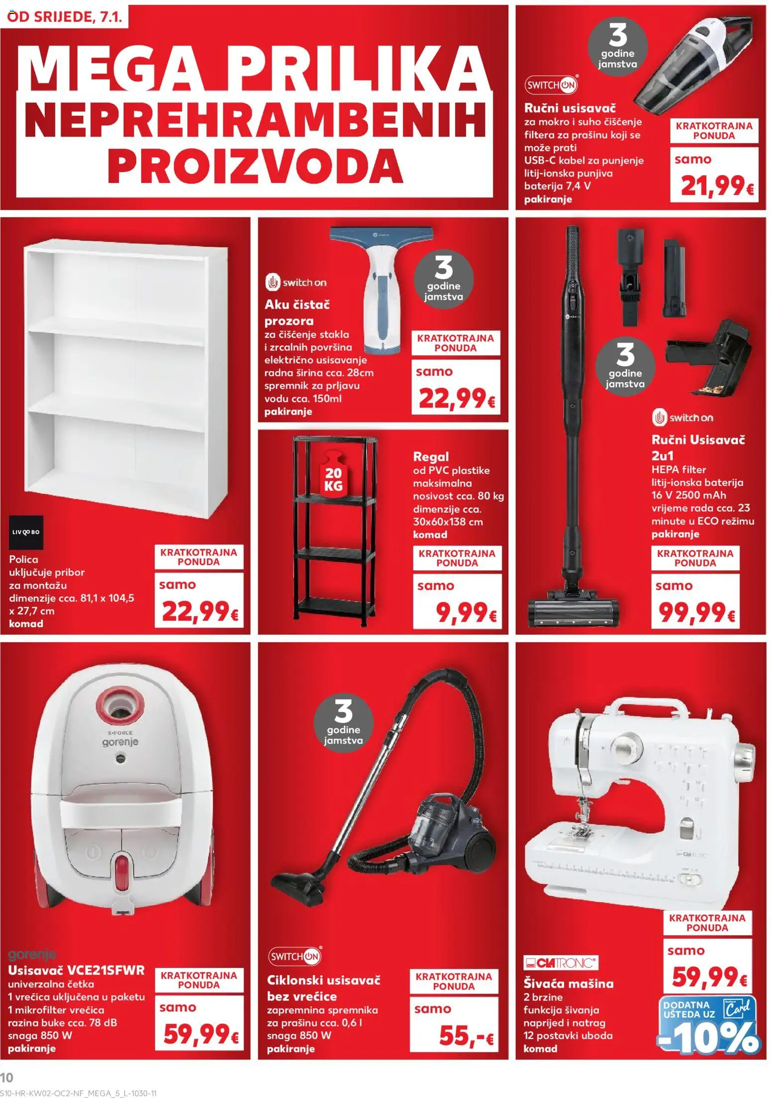 Kaufland katalog | vrijedi od 07.01.2026 | Stranica: 10 | Proizvodi: Usisavač, Baterija, Regal, Kabel
