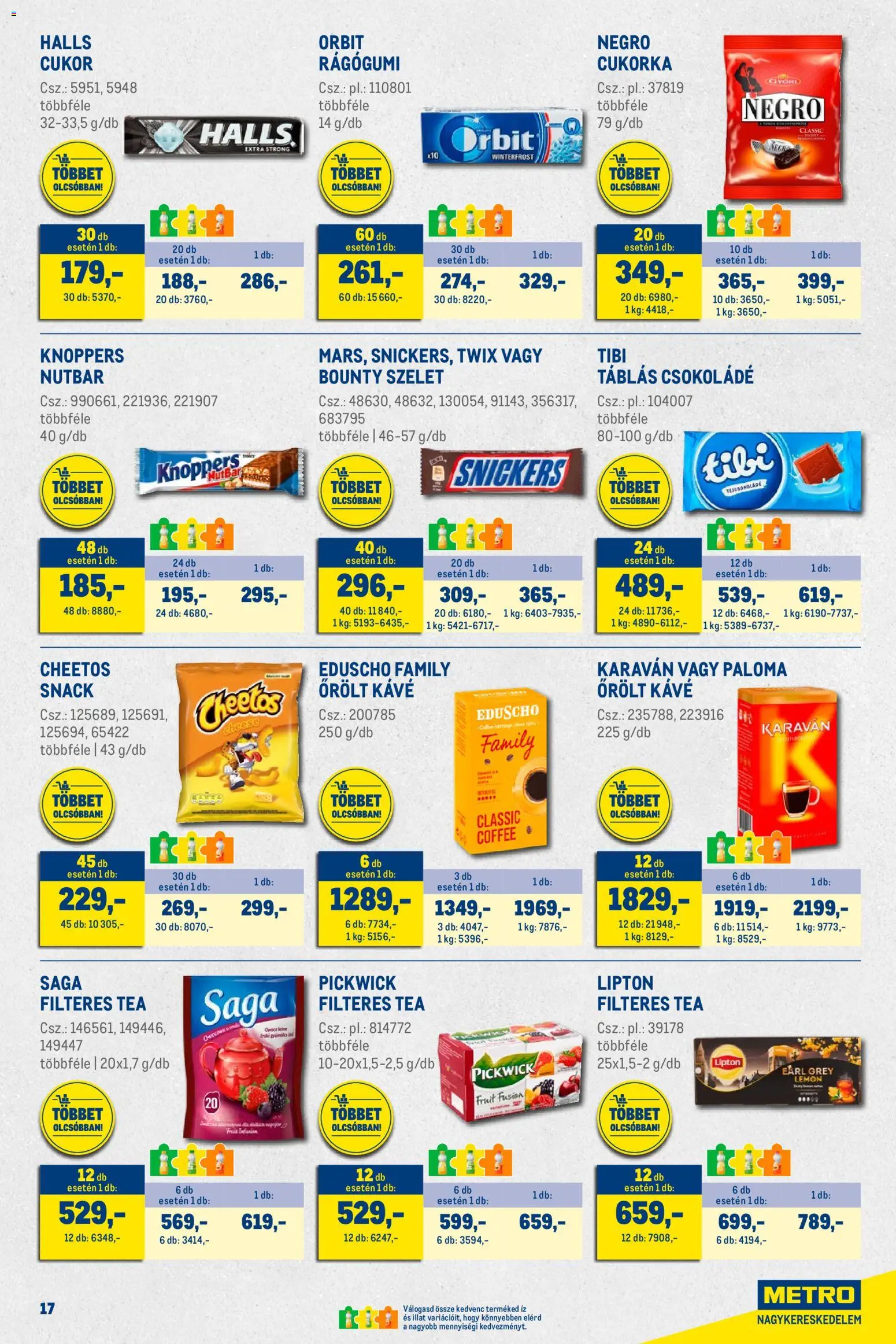 Metro akciós ujság - amely érvényes a következő dátumtól: 01.02.2026 | Oldal: 17 | Termékek: Rágógumi, Cheetos, Cukorka, Őrölt kávé