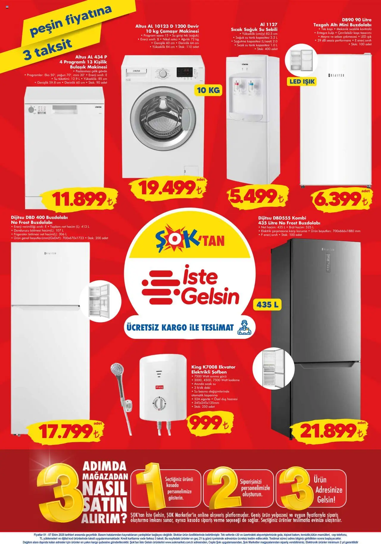 Şok Market Katalog - 01.10.2025 tarihinden itibaren geçerlidir | Sayfa: 7 | Ürünler: Duş, Su, Dondurucu, Bulaşık makinesi
