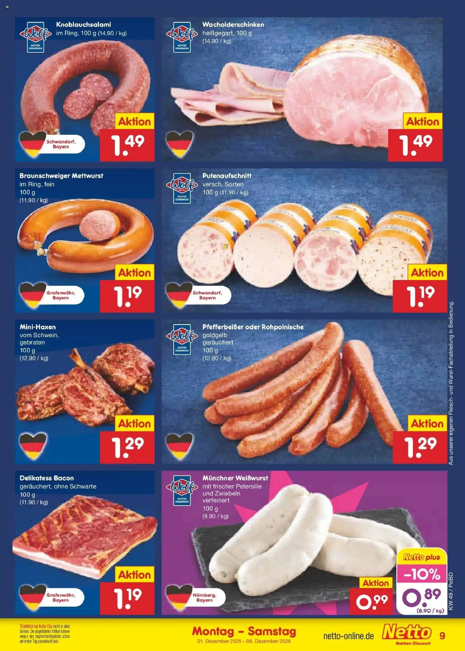 Netto Marken-Discount prospekt Regensburg	 – gültig ab 01.12.2025 | Seite: 9 | Produkte: Weißwurst, Zwiebeln, Petersilie, Fleisch