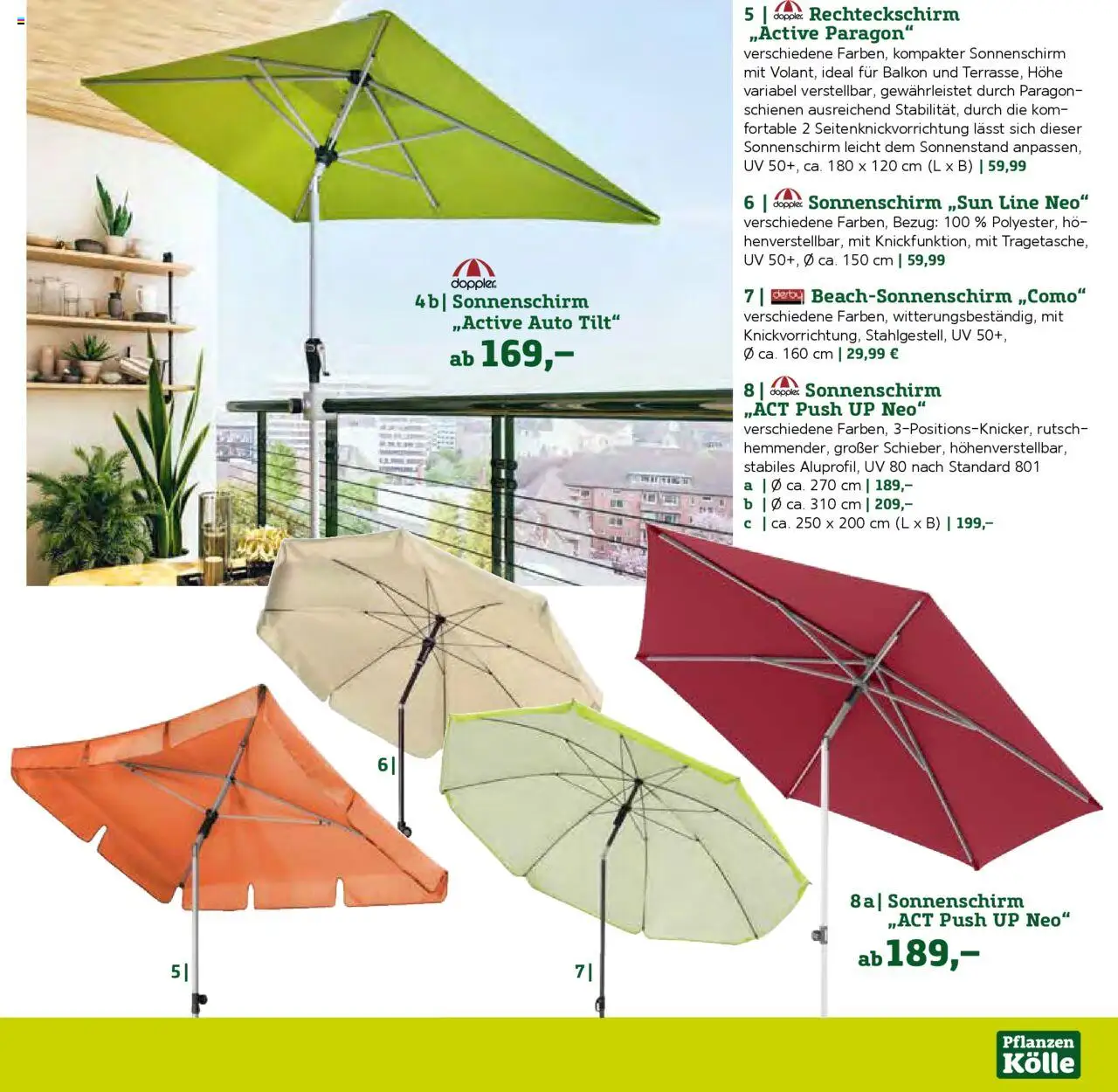 Pflanzen-Kölle Gartenmöbel Katalog 2025 – gültig ab 22.01.2025 | Seite: 61 | Produkte: Sonnenschirm