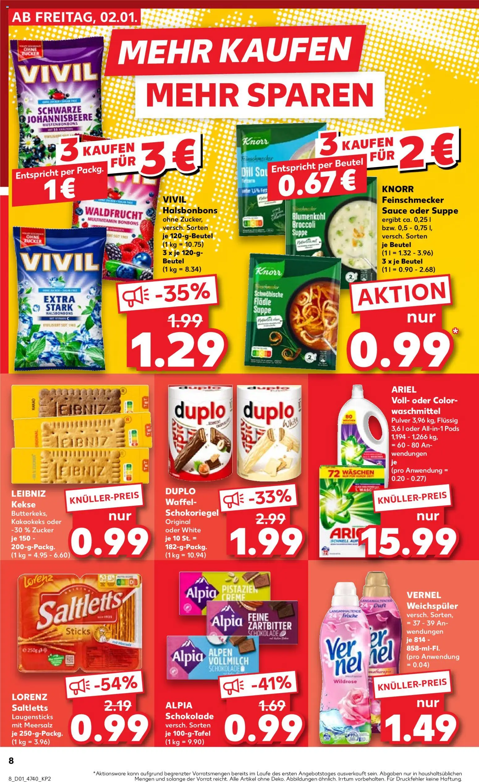 Kaufland prospekt Hannover	 – gültig ab 02.01.2026 | Seite: 8 | Produkte: Schokolade, Waschmittel, Zucker, Dill