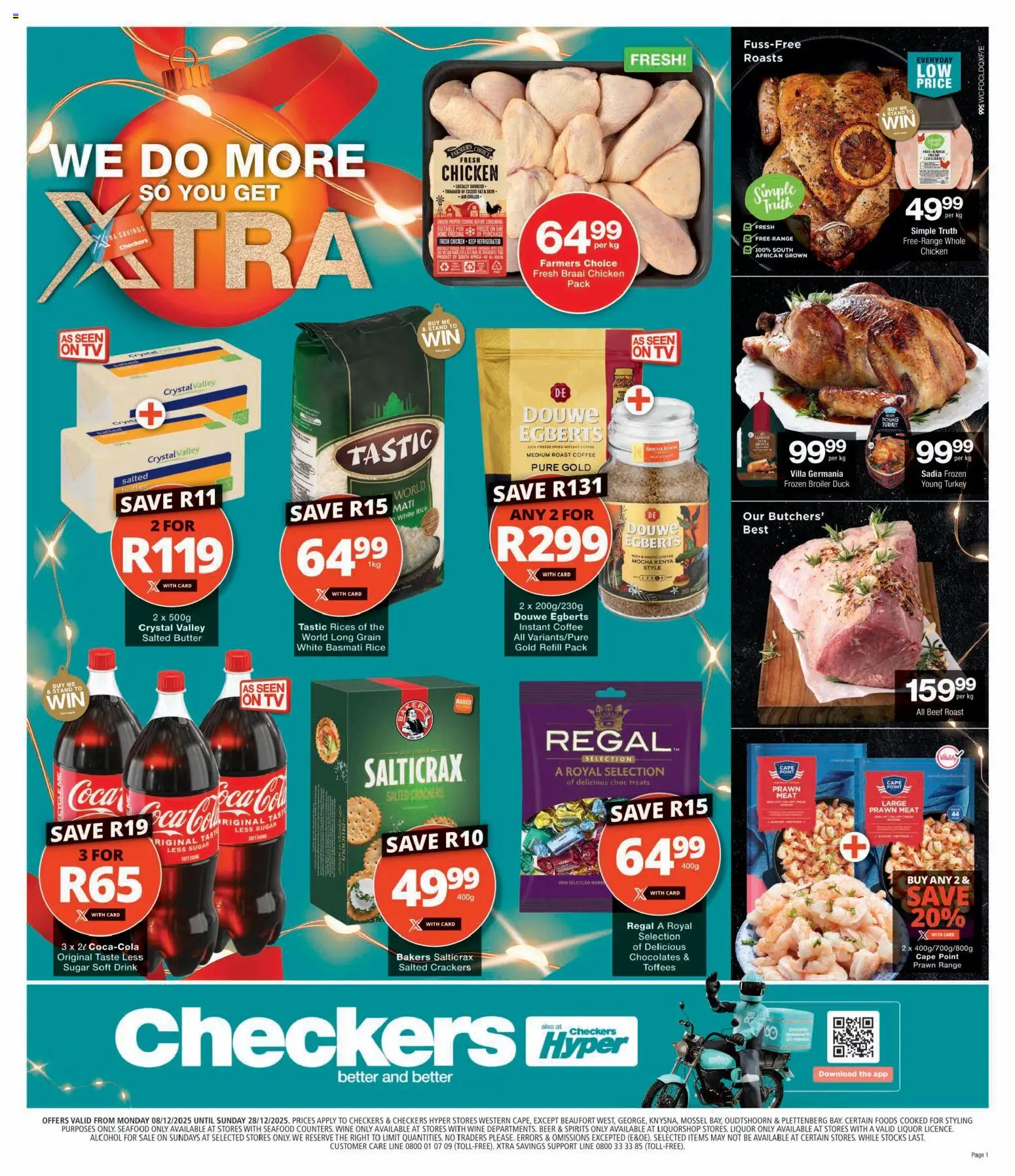 New Checkers catalogue – valid from 08.12.2025 | Page: 1 | Products: Coffee, Chicken, Sugar, Estuche organizador de viaje