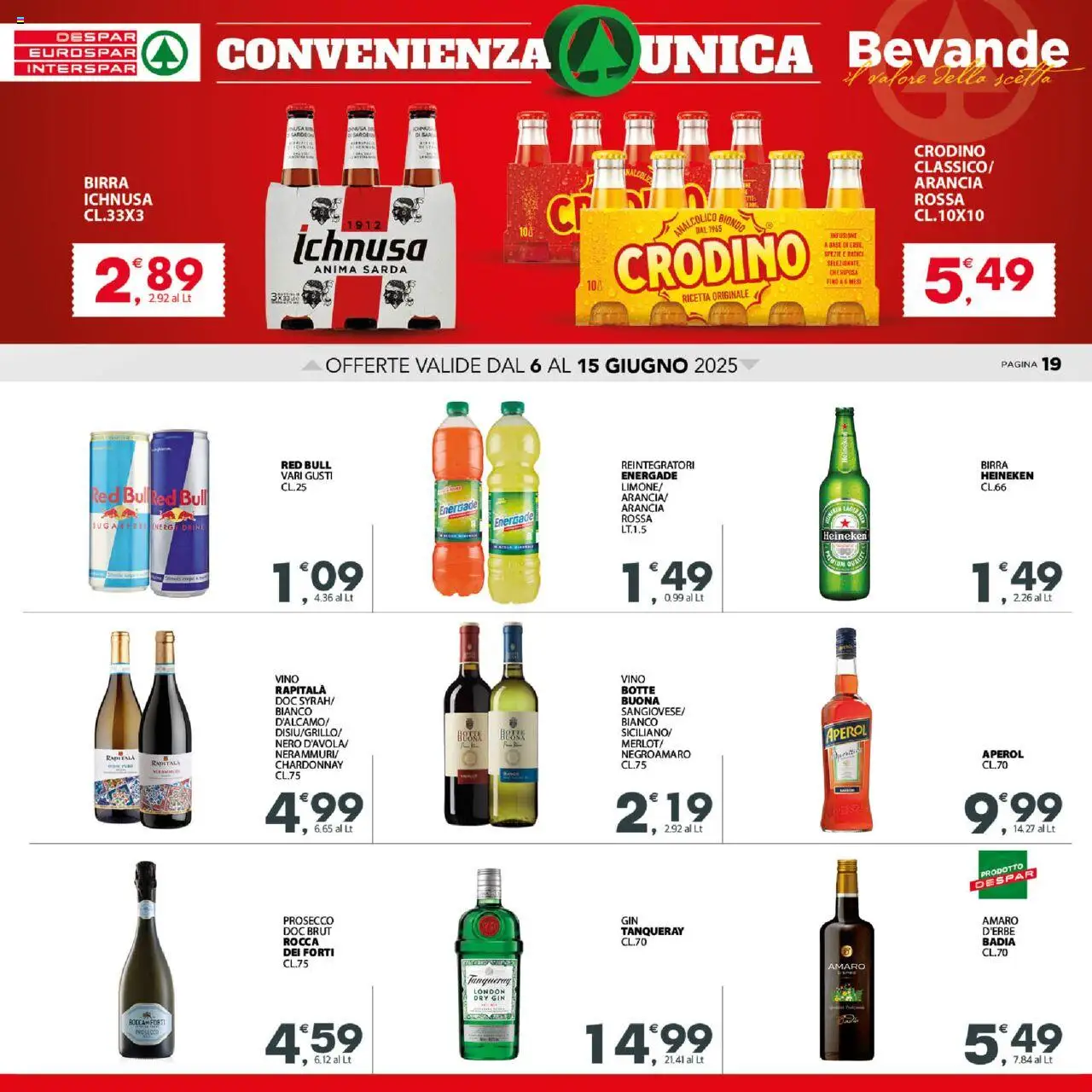 Volantino Despar del 06.06.2025 | Pagina: 19 | Prodotti: Gin, Vino, Infusione, Arancia