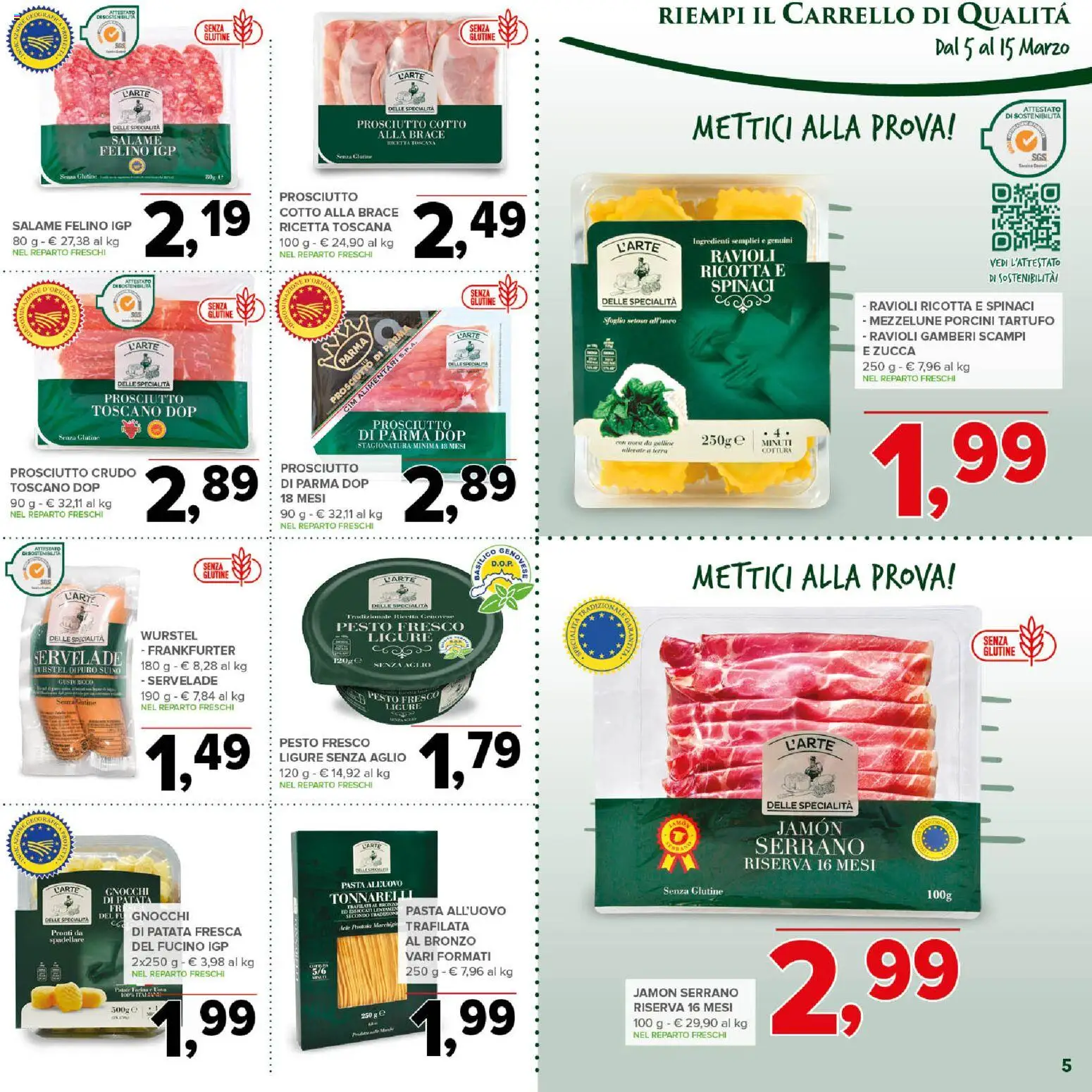 Volantino Todis del 05.03.2026 | Pagina: 5 | Prodotti: Salame, Aglio, Spinaci, Ravioli