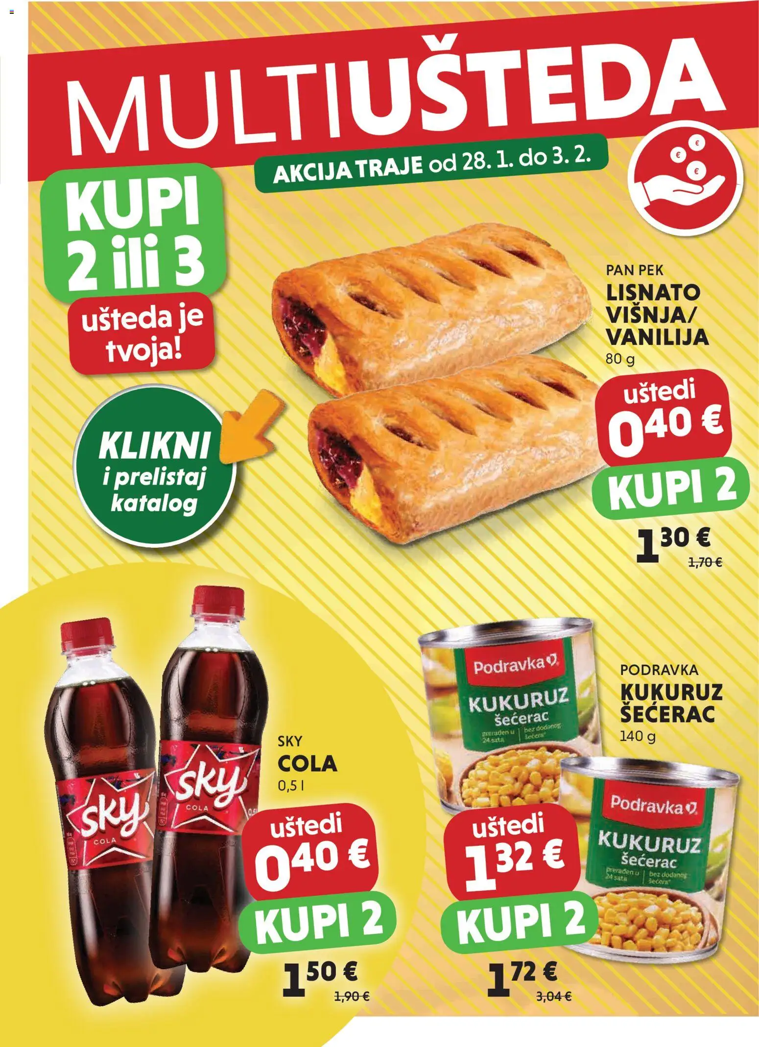 Studenac katalog | vrijedi od 28.01.2026 | Stranica: 2 | Proizvodi: Kukuruz, Podravka, Pan