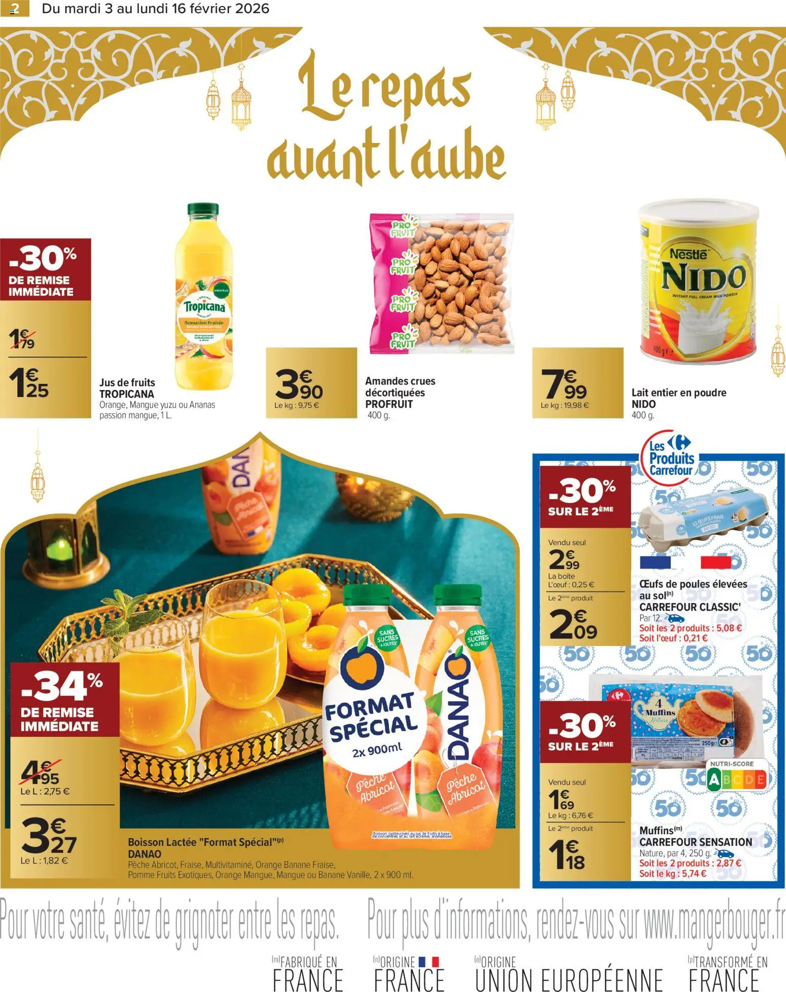 {H1} | Page: 2 | Produits: Abricot, Mangue, Lait, Jus