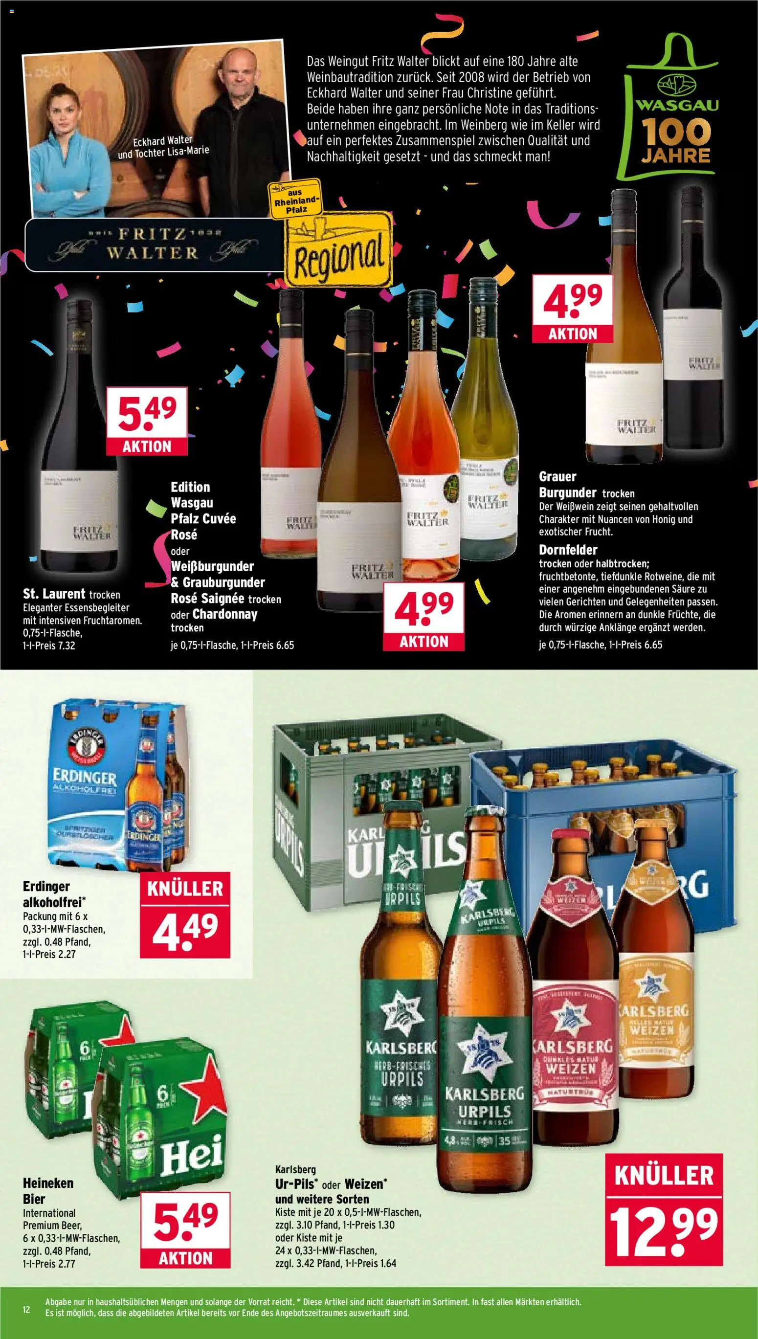 Wasgau Prospekt 	 – gültig ab 10.11.2025 | Seite: 12 | Produkte: Erdinger, Carlsberg, Weißwein, Heineken