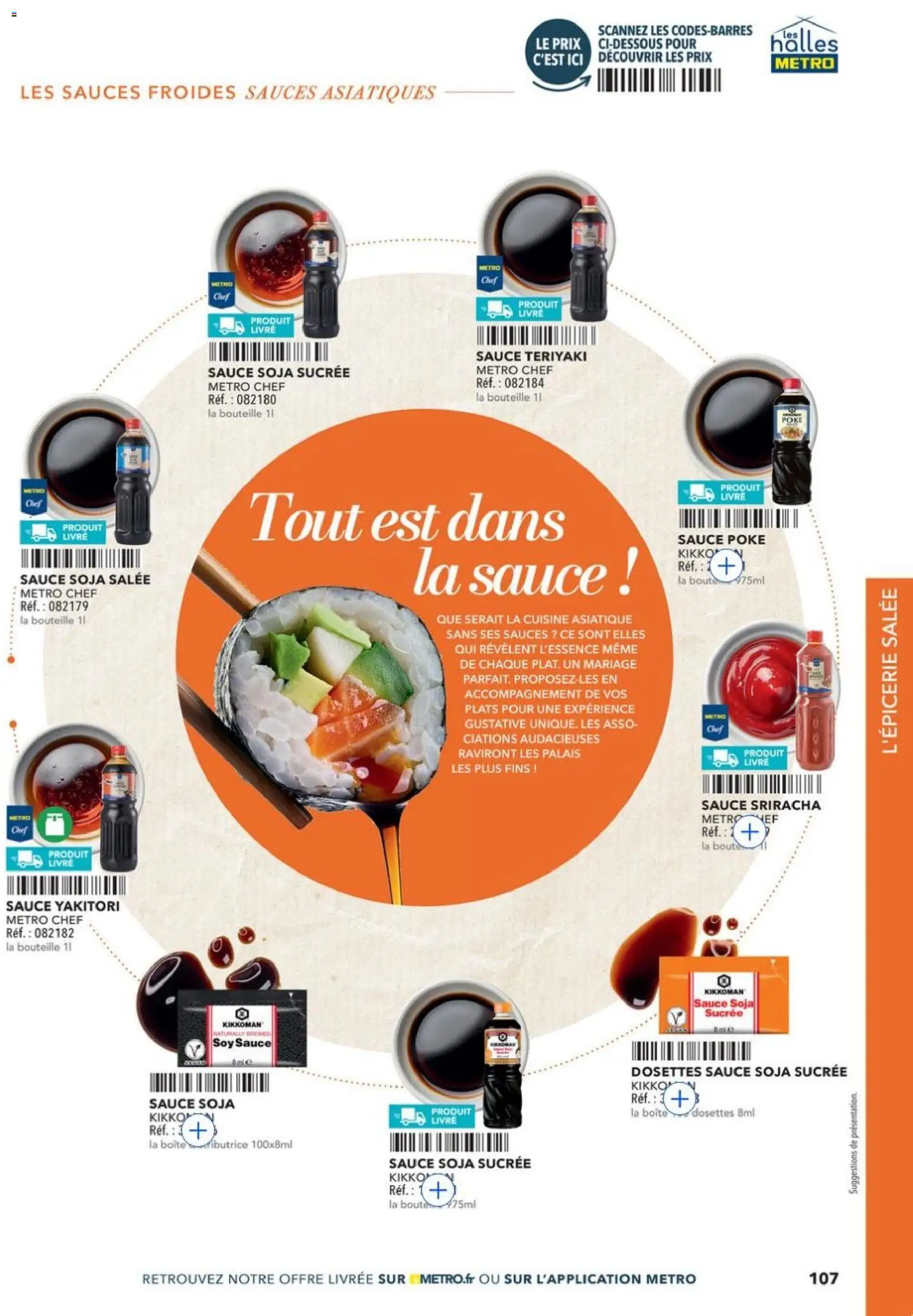 {H1} | Page: 107 | Produits: Sauce soja salée, Sauce soja sucrée, Livre