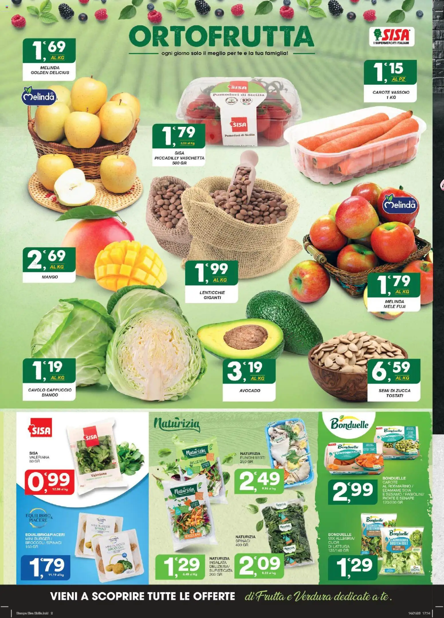 Volantino SISA del 29.01.2026 | Pagina: 2 | Prodotti: Valeriana, Pomodori, Spinaci, Vassoio