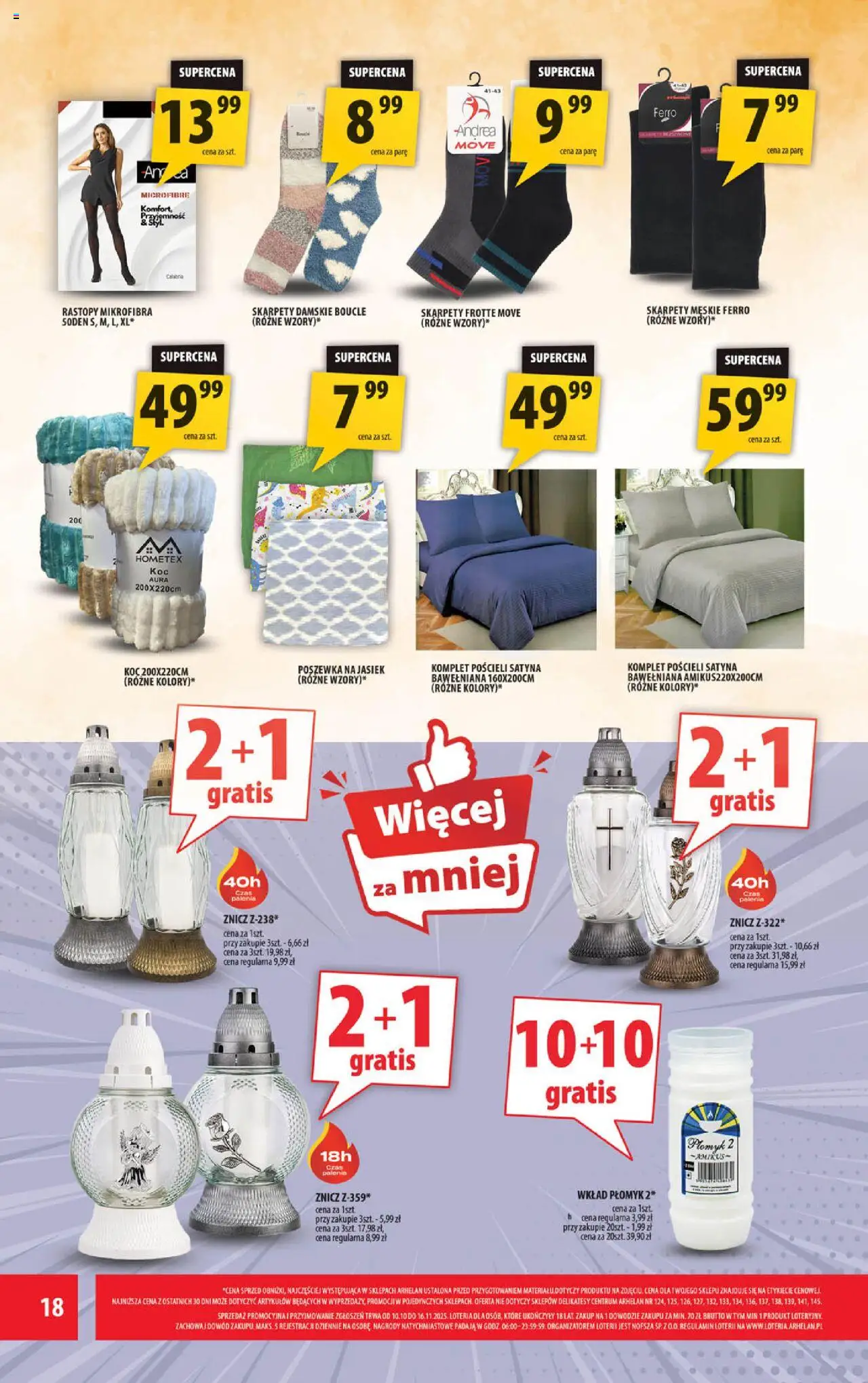 Arhelan Gazetka od 24.10.2025 | Strona: 18 | Produkty: Skarpety, Koc, Delikatesy, Skarpety męskie