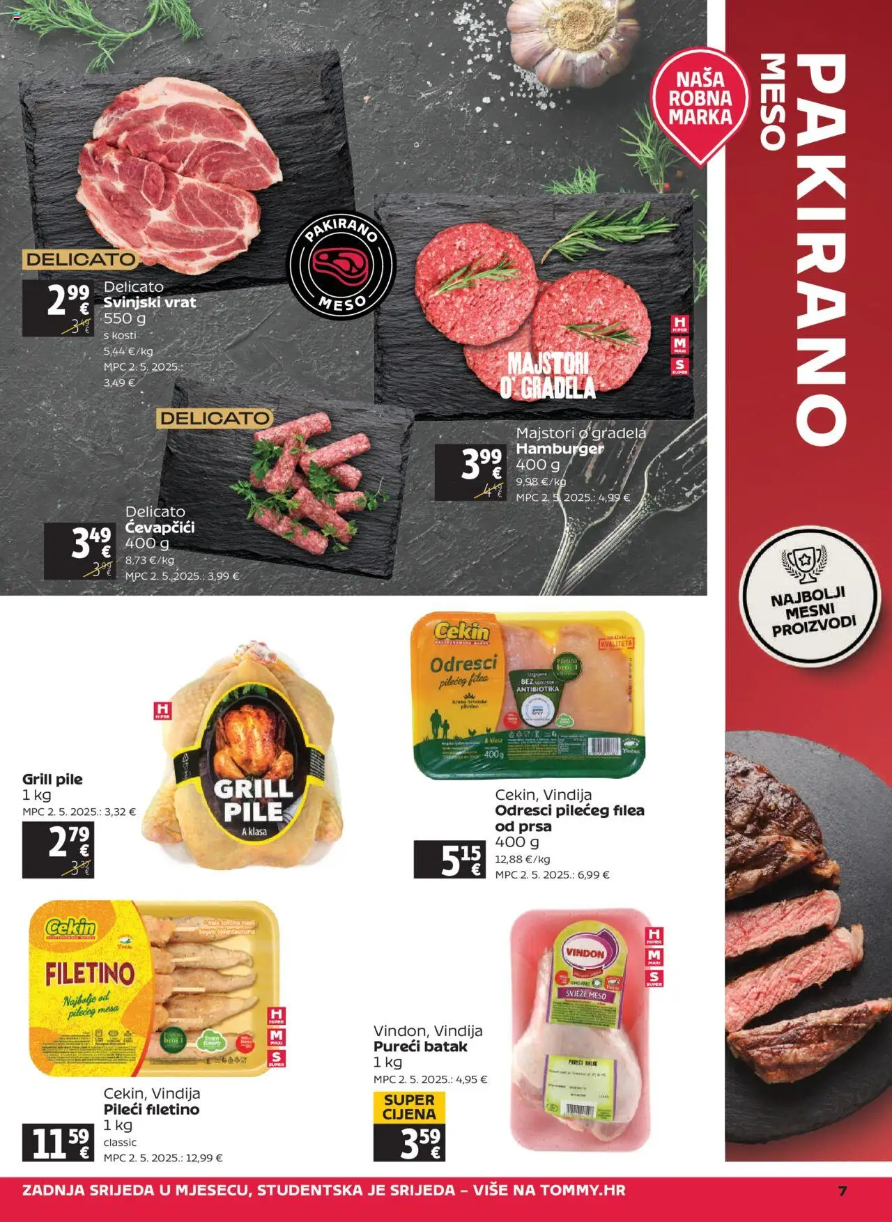 Tommy katalog | vrijedi od 21.08.2025 | Stranica: 7 | Proizvodi: Vindija, Meso, Piletina, Hamburger