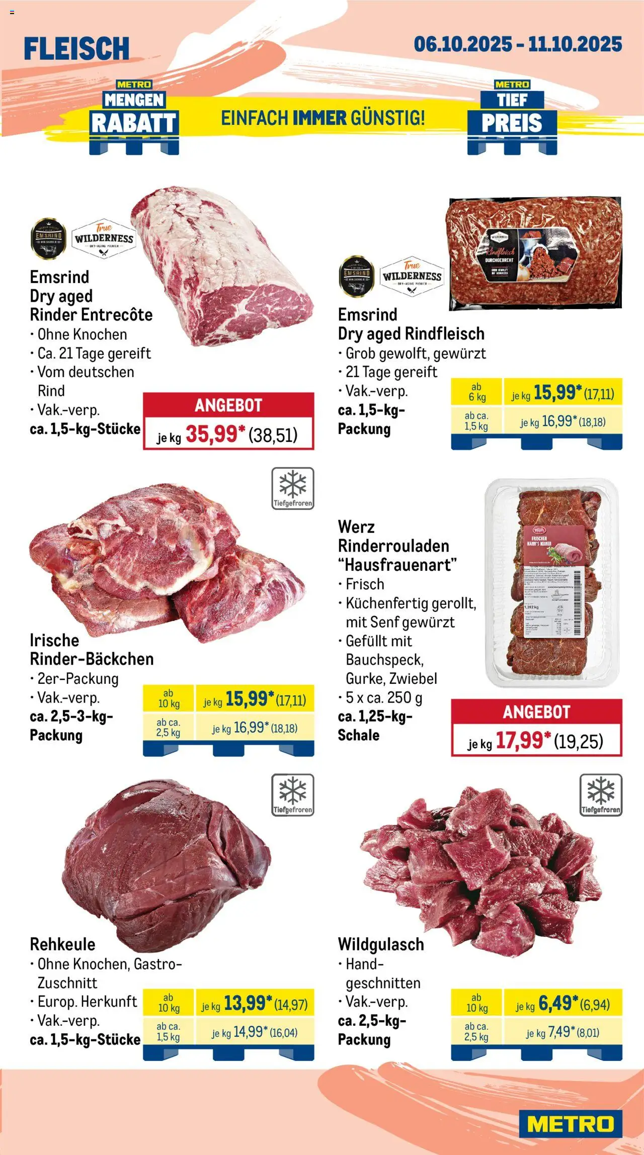 Metro Prospekt 	 – gültig ab 06.10.2025 | Seite: 3 | Produkte: Rinderrouladen, Entrecote, Rindfleisch, Fleisch