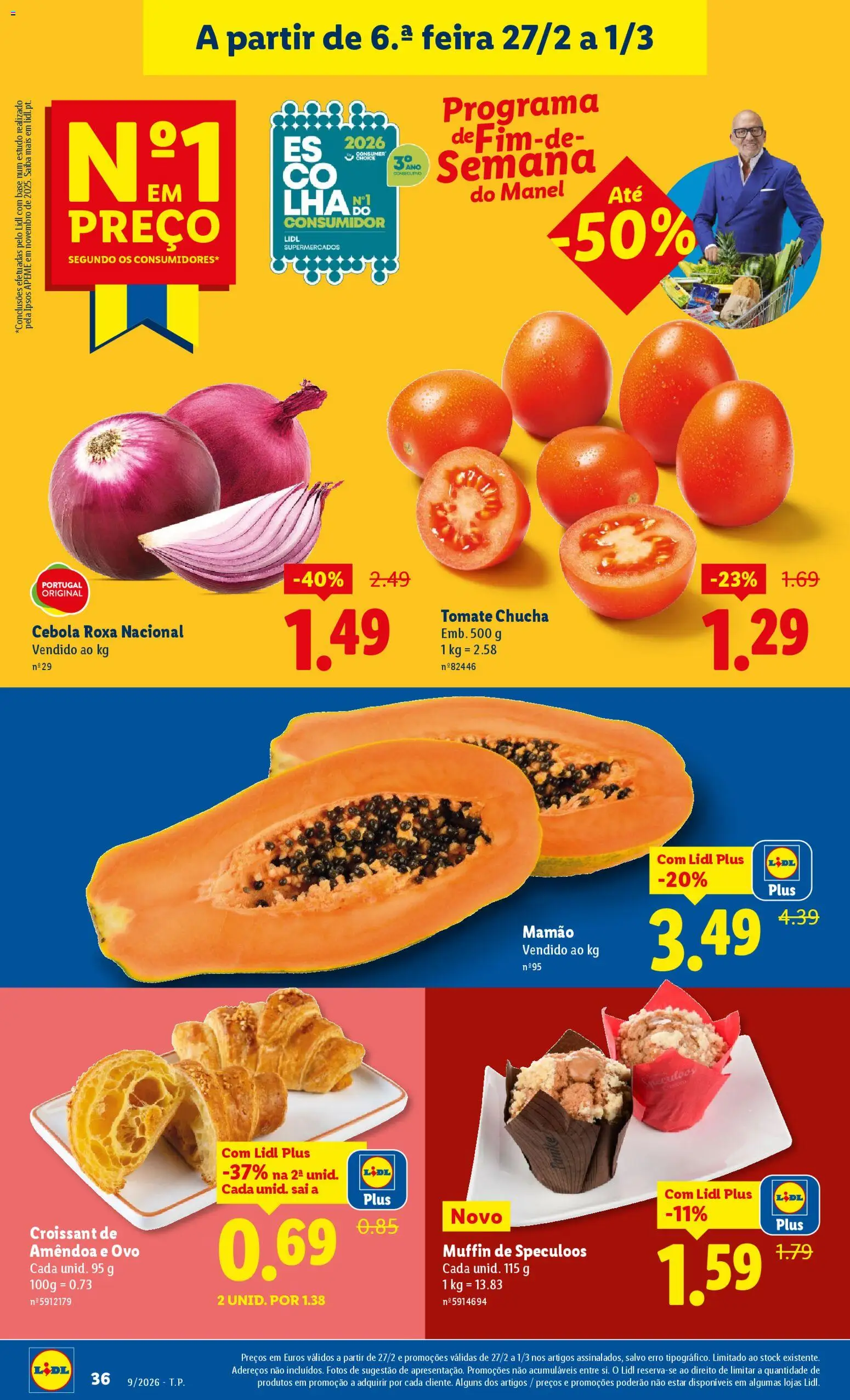 Lidl folheto │ válido de 23.02.2026 | Página: 36 | Produtos: Base, Cebola, Tomate, Mamão