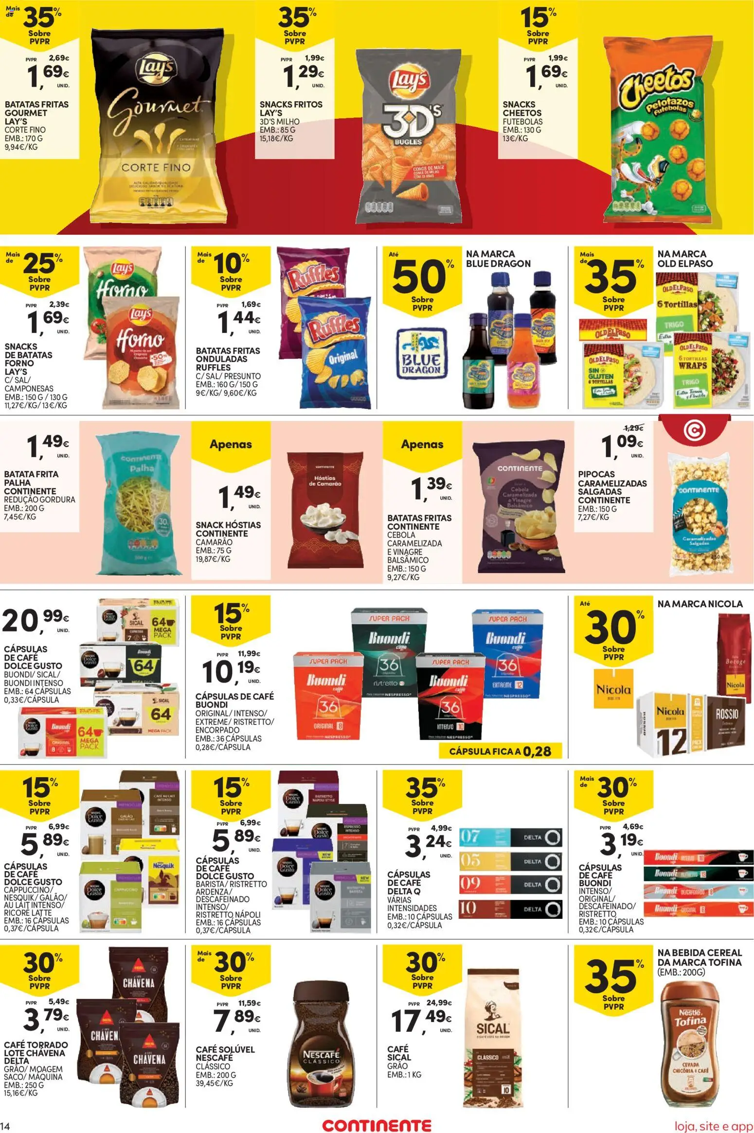 Continente Semanal Continente Bom Dia │ válido de 28.04.2026 | Página: 14 | Produtos: Batata frita, Café, Presunto, Bebida