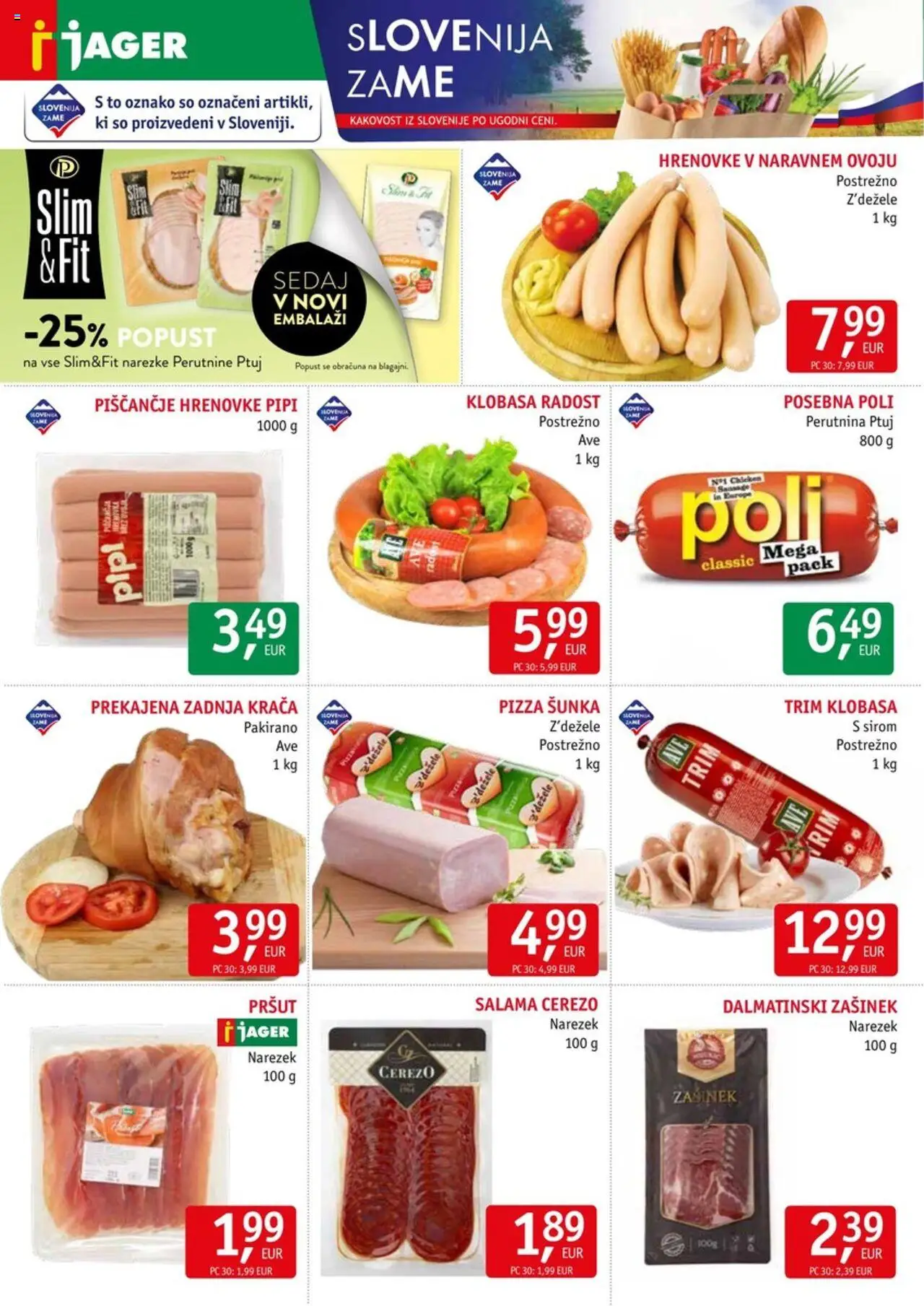 Novi Jager katalog ponudbe – veljaven od 01.10.2025 | Stran: 2 | Izdelki: Hrenovke, Pršut, Salama, Sunka