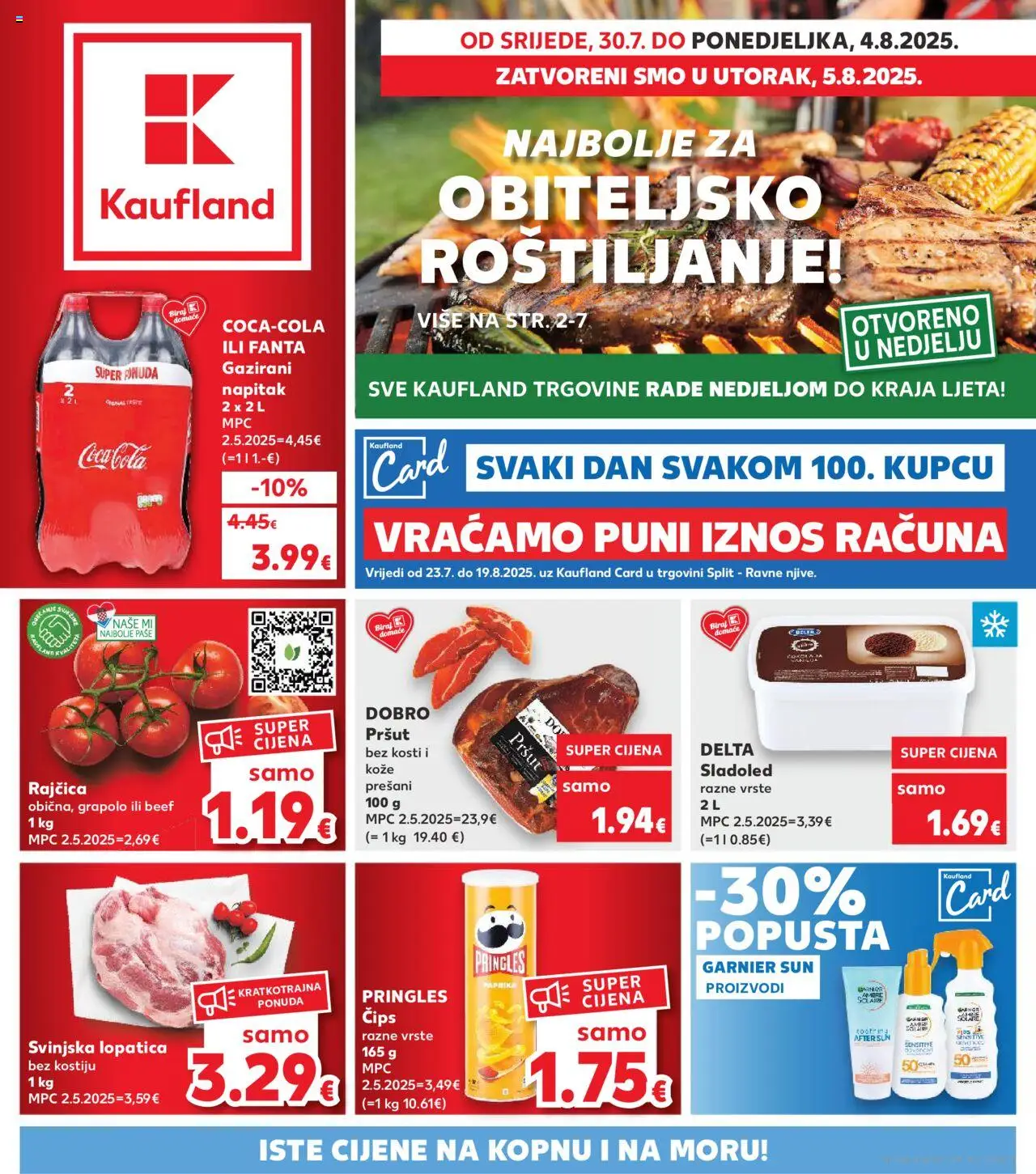 Kaufland HR akciós ujság - amely érvényes a következő dátumtól: 30.07.2025 | Oldal: 1 | Termékek: Pringles, Fanta, Coca Cola, Cola