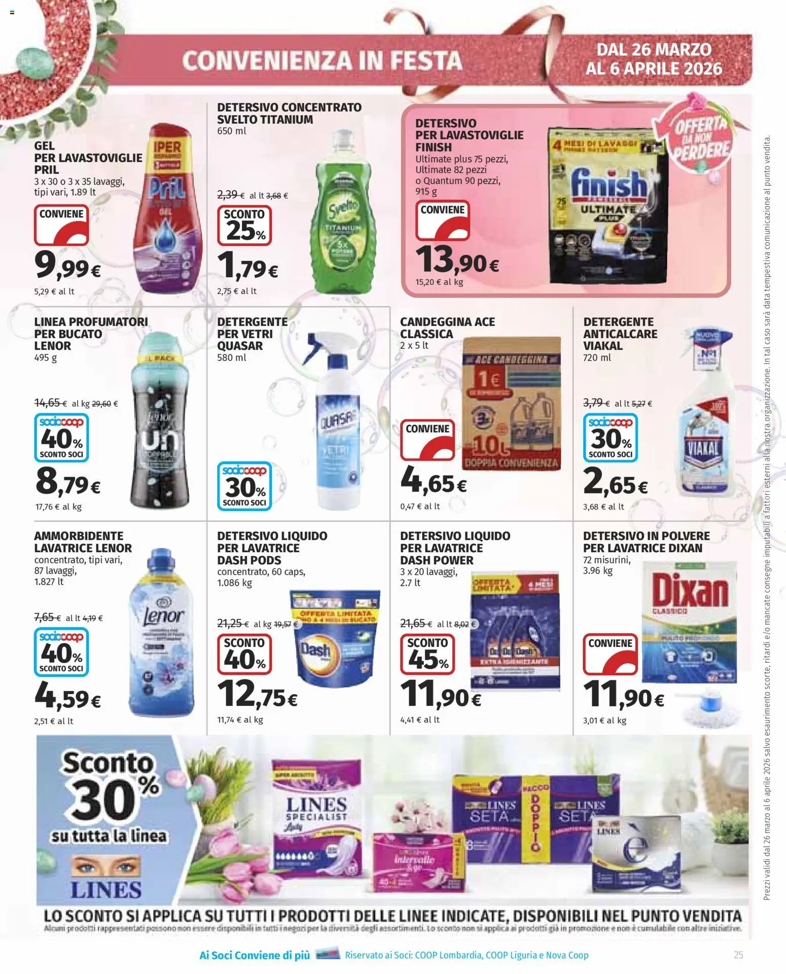 Volantino Ipercoop del 26.03.2026 | Pagina: 25 | Prodotti: Ammorbidente, Candeggina, Anticalcare, Data